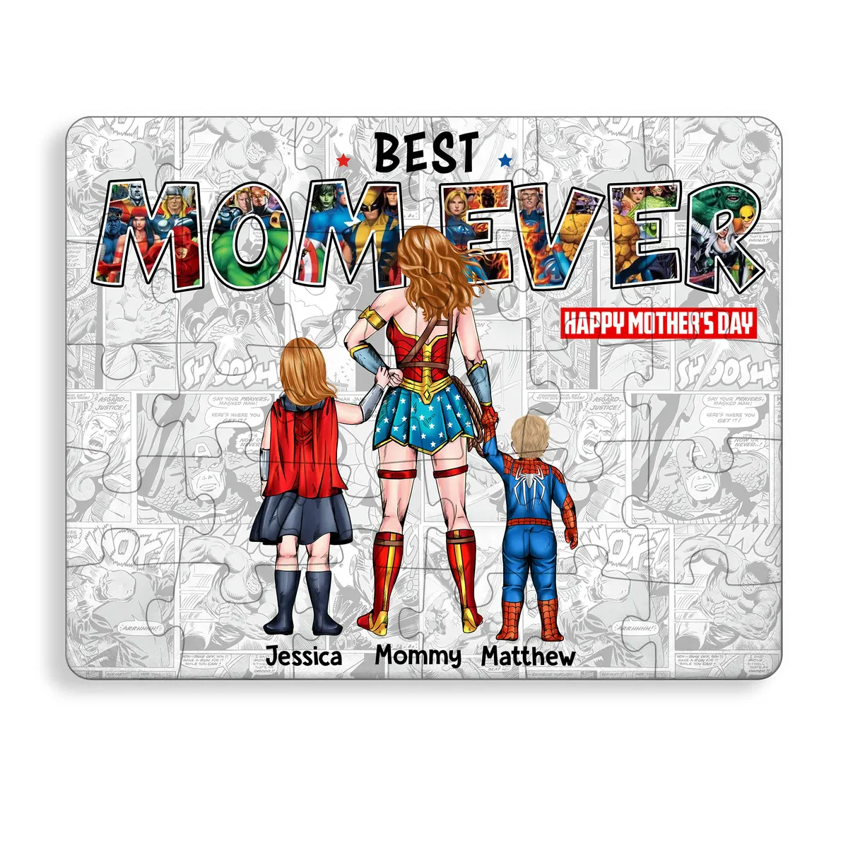 MRVL Best Mom Ever With Kids - Personalized Puzzle - Gift For Mom - Image 4