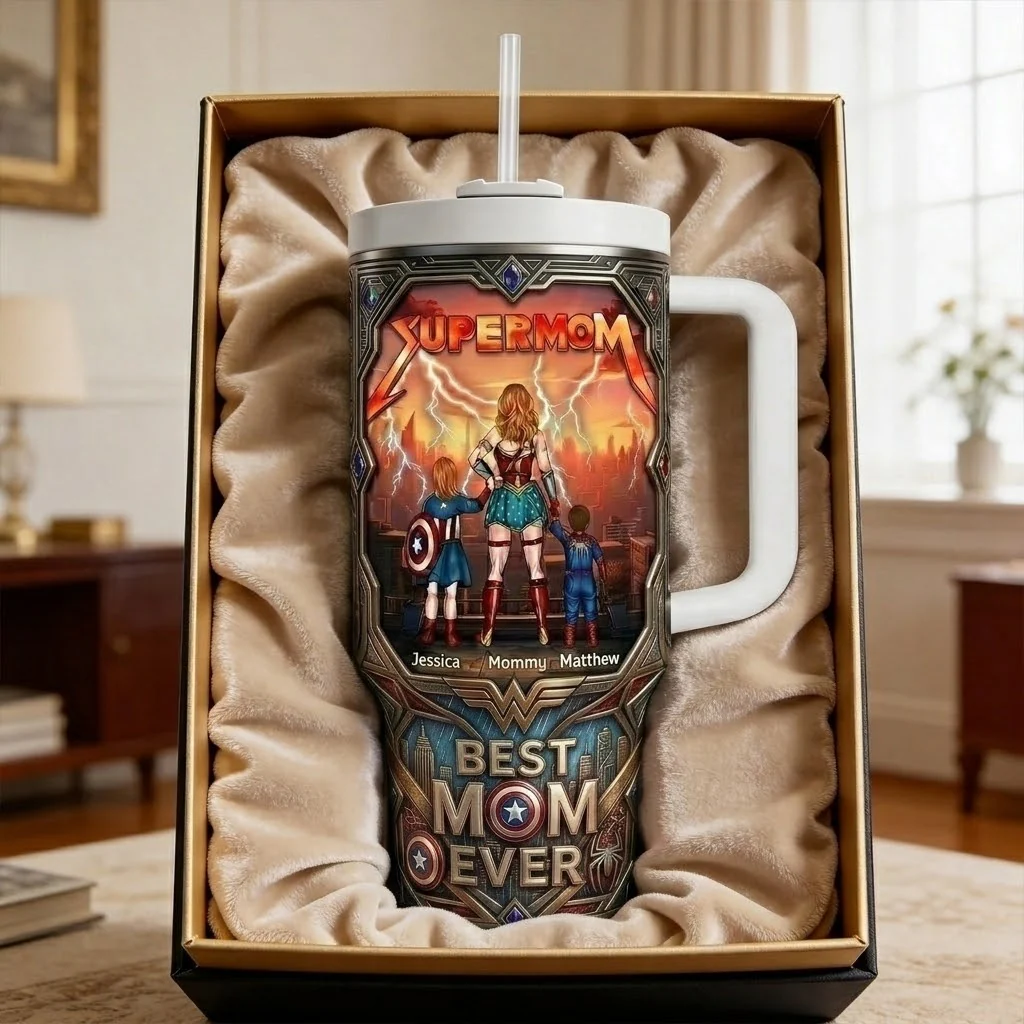 MRVL Best Super Mom Ever - Personalized Tumbler - Gifts For Mom