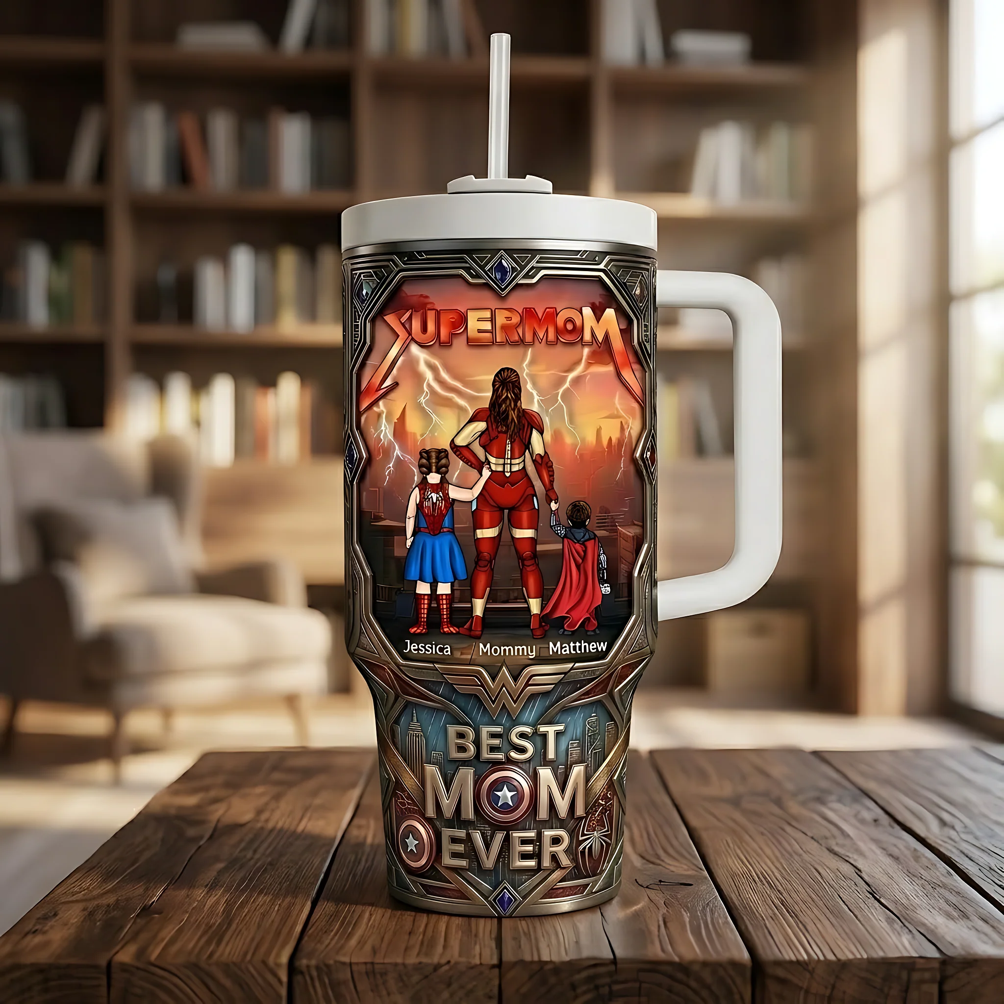 MRVL Best Super Mom Ever - Personalized Tumbler - Gifts For Mom - Image 2