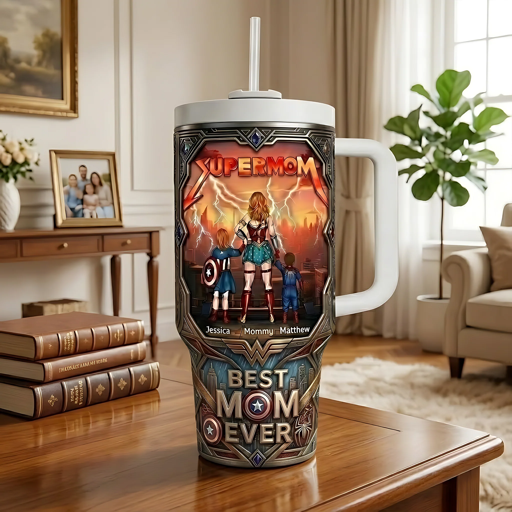 MRVL Best Super Mom Ever - Personalized Tumbler - Gifts For Mom - Image 3