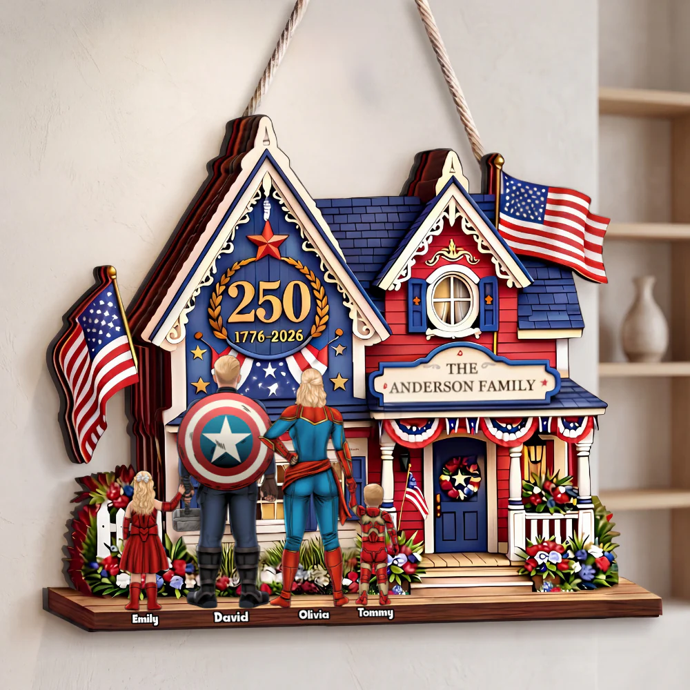 MRVL Celebrate 250 Years Of America - Personalized Wood Sign - Patriotic Gift For Family - Image 3