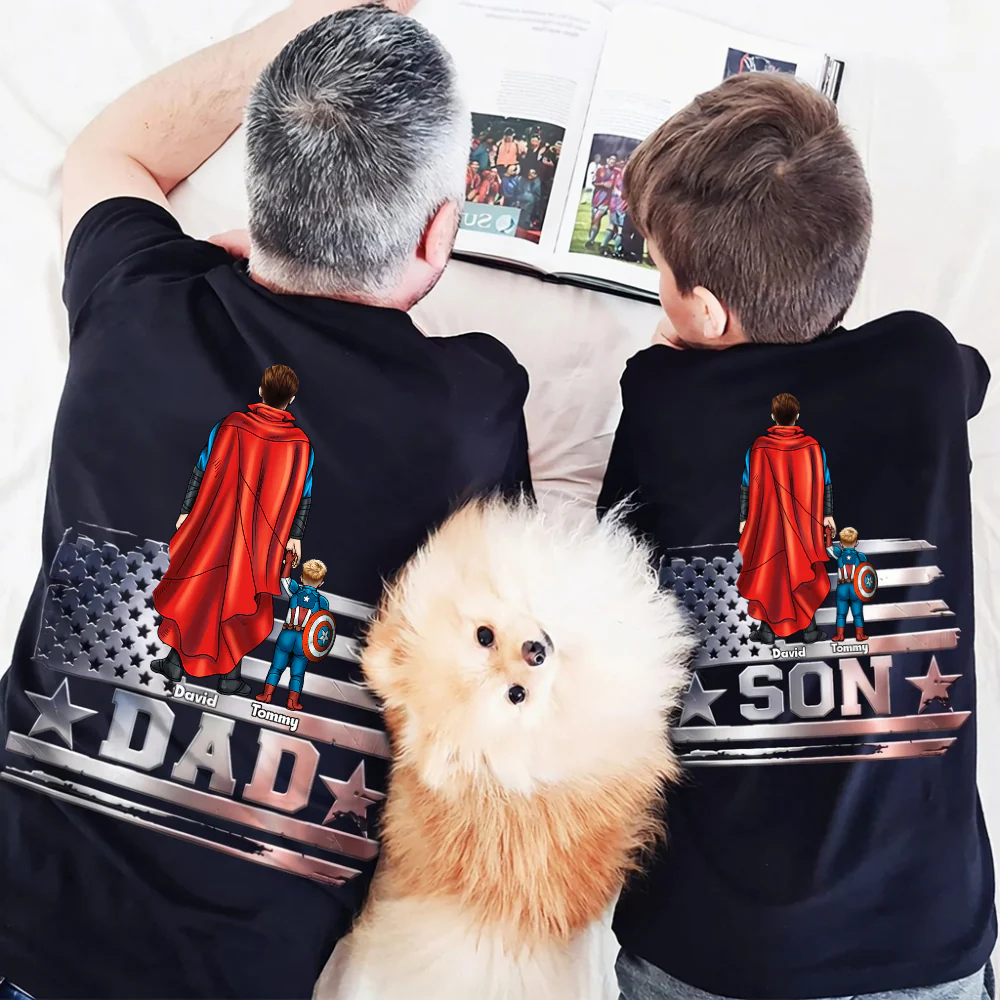 MRVL Proud Super Hero Dad And Kid - Personalized Shirt - Gift For Dad - Image 3