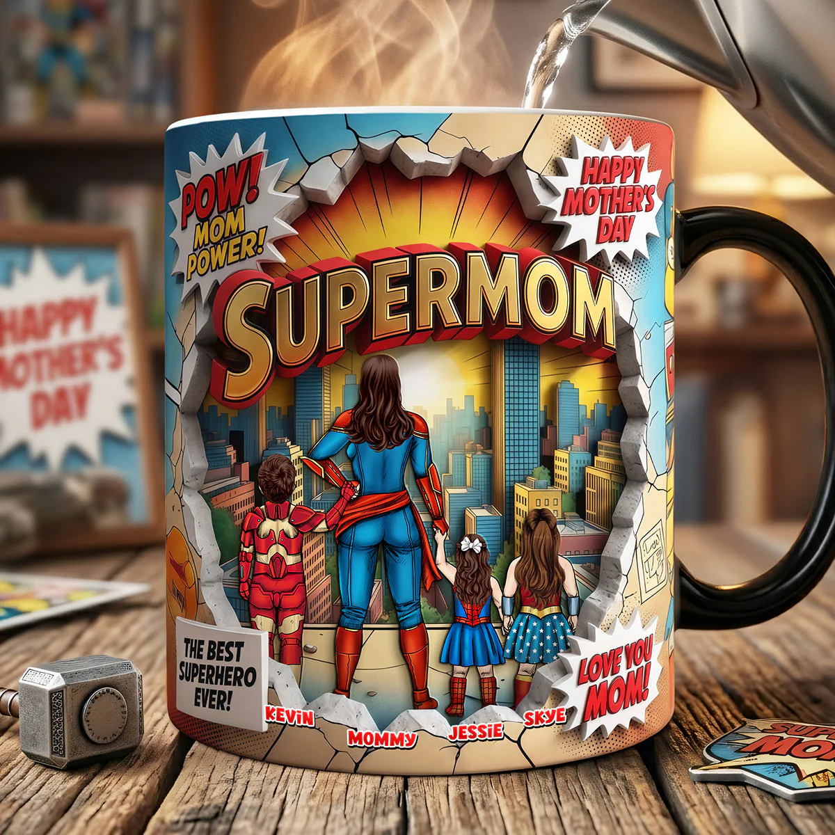 MRVL Strong SuperMom - Personalized Color Changing Mug - Gift For Mom