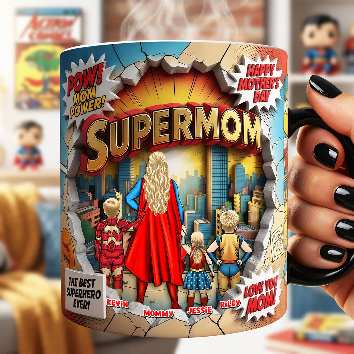 MRVL Strong SuperMom - Personalized Color Changing Mug - Gift For Mom - Image 2