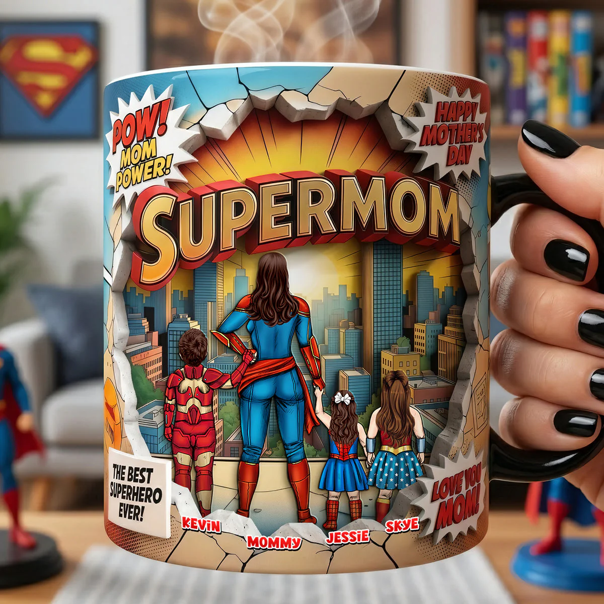 MRVL Strong SuperMom - Personalized Color Changing Mug - Gift For Mom - Image 3