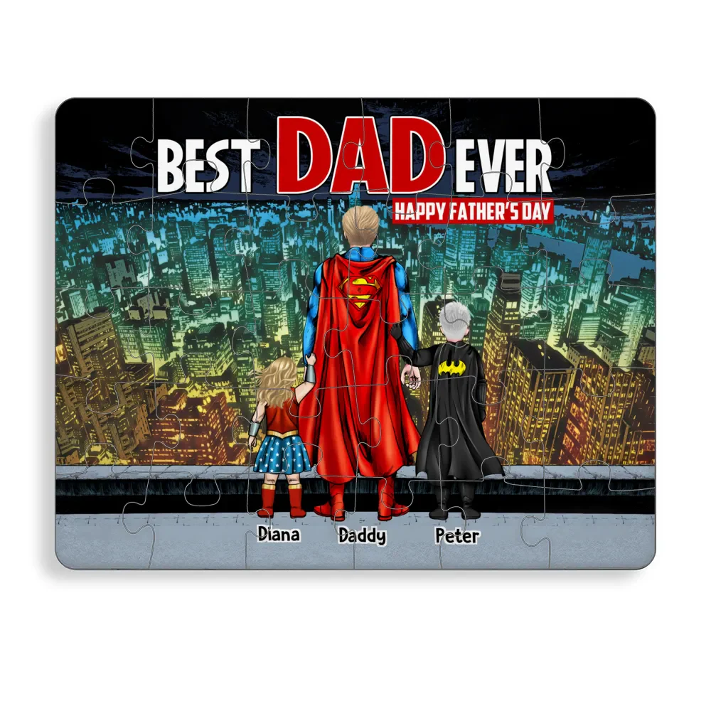 MRVL Super Hero Best Dad Ever With Kids - Personalized Puzzle - Gift For Dad - Image 8