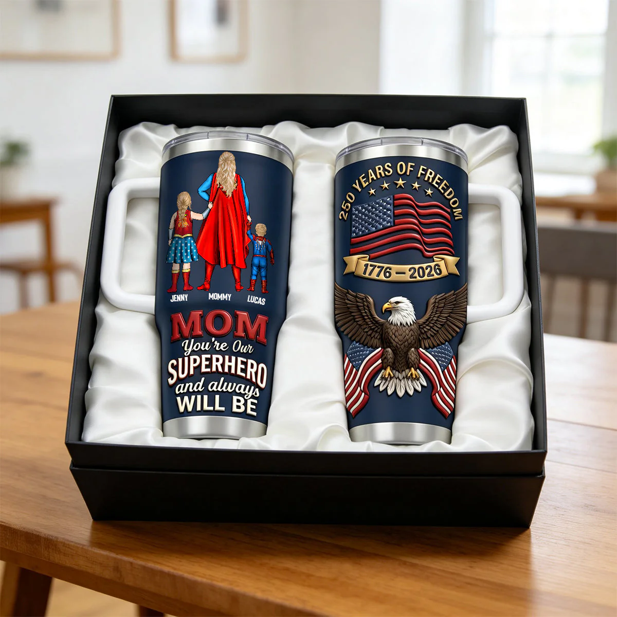 MRVL Super Hero Mom Anniversary 250 Years Of Freedom - Personalized Tumbler - Gifts For Mom - Image 2