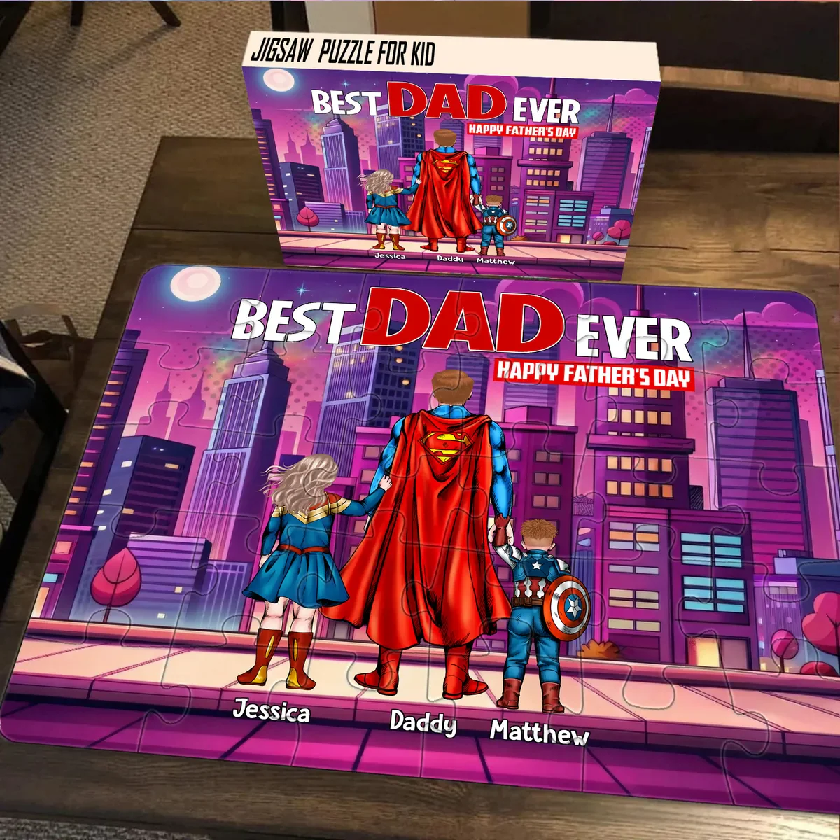 MRVL SuperDad Best Dad Ever - Personalized Puzzle - Gift For Dad
