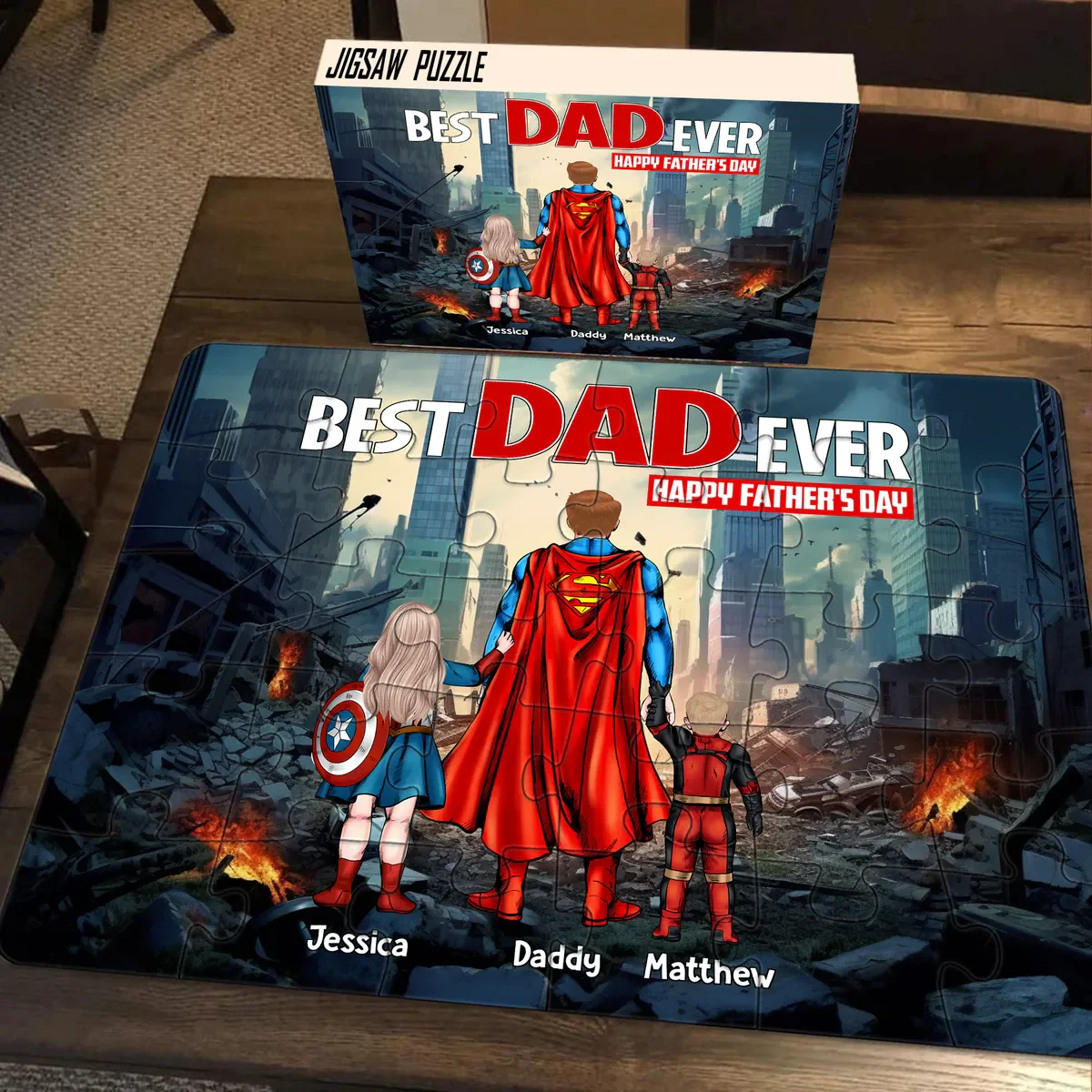 MRVL SuperDad Best Dad Ever - Personalized Puzzle - Gift For Dad - Image 2