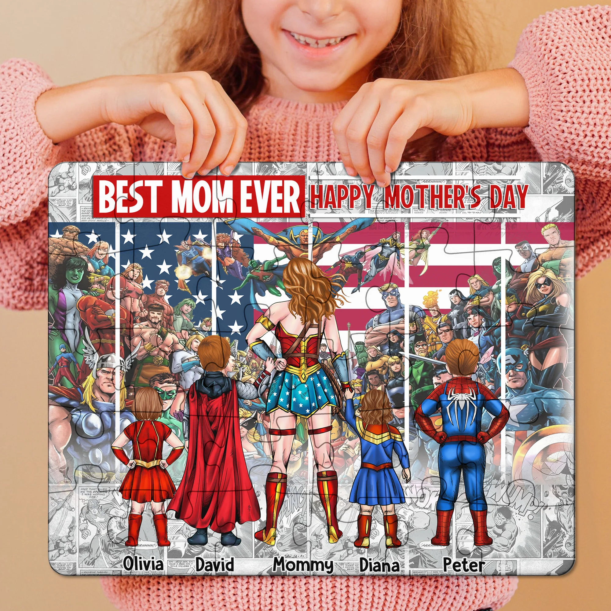 MRVL SuperMom With Kids - Personalized Puzzle - Gift For Mom - Image 6