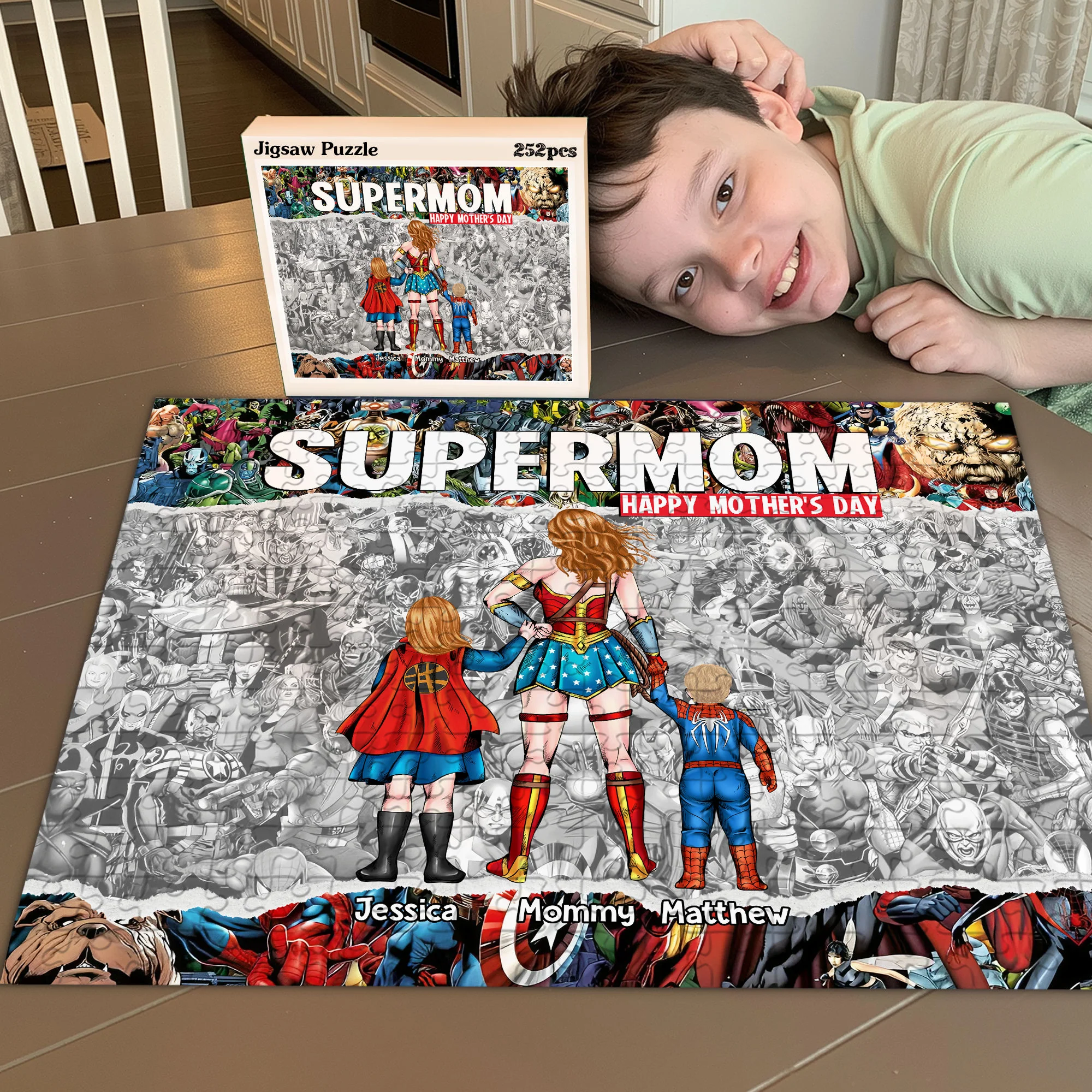 MRVL SuperMom With Kids - Personalized Puzzle - Gift For Mom - Image 2