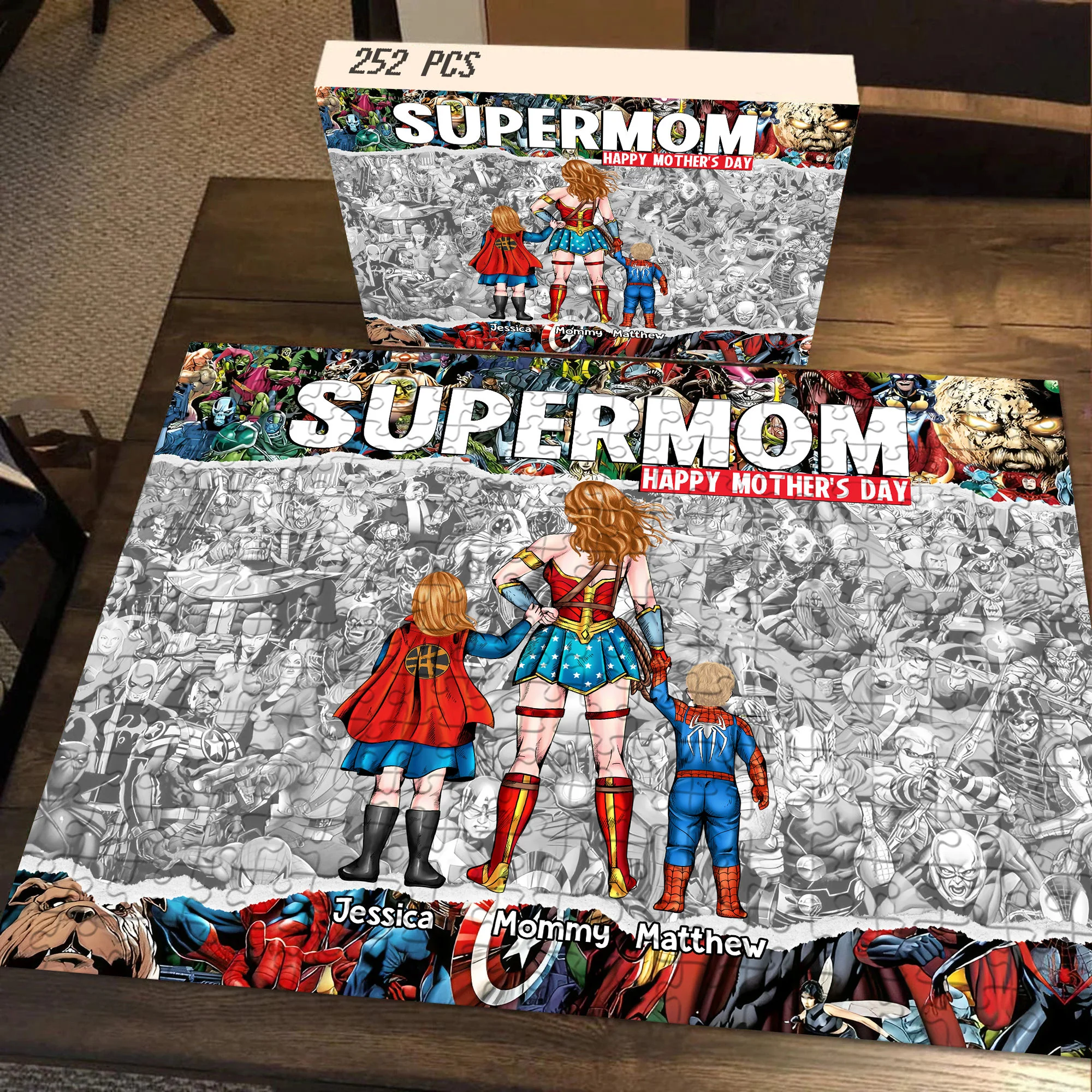 MRVL SuperMom With Kids - Personalized Puzzle - Gift For Mom - Image 3