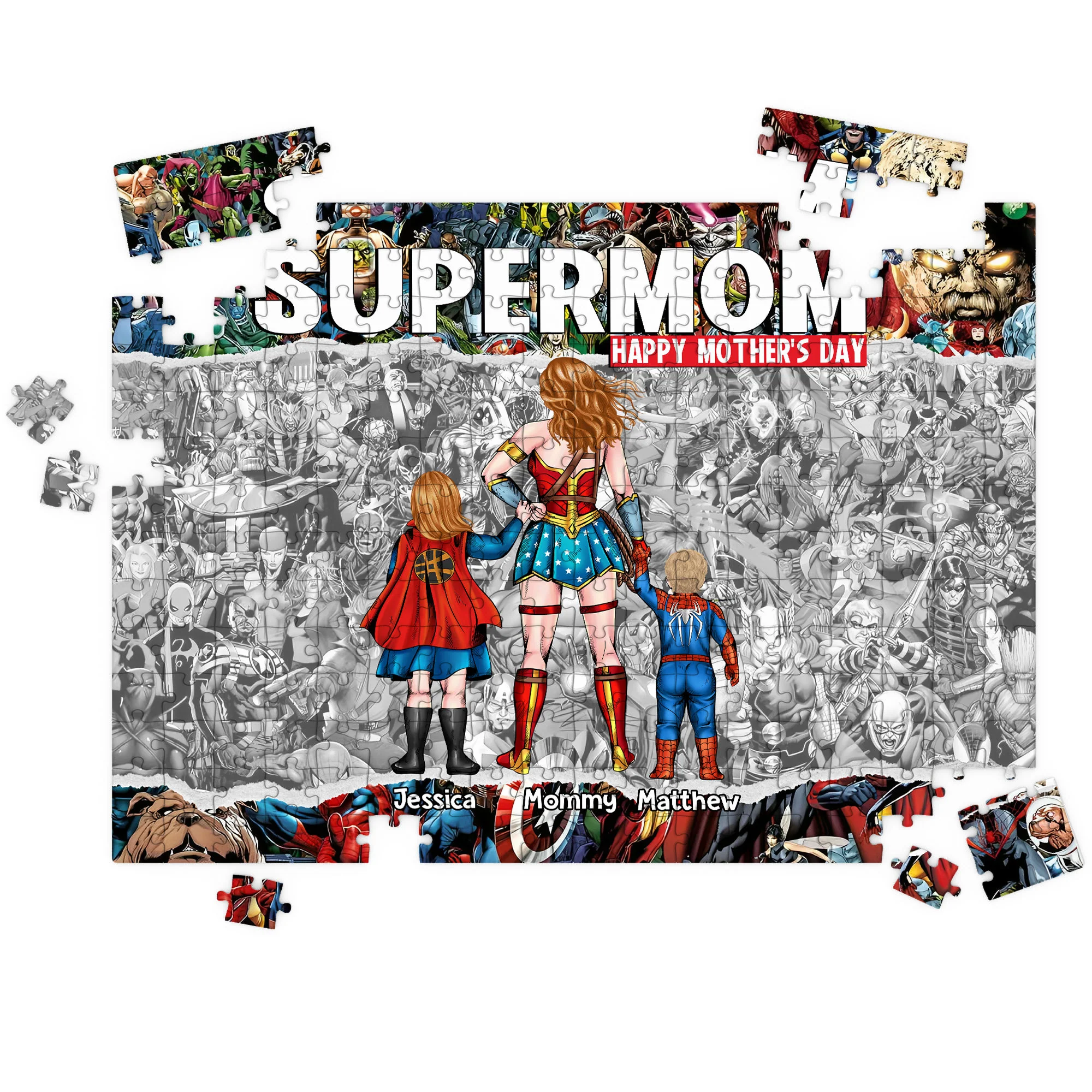 MRVL SuperMom With Kids - Personalized Puzzle - Gift For Mom - Image 4