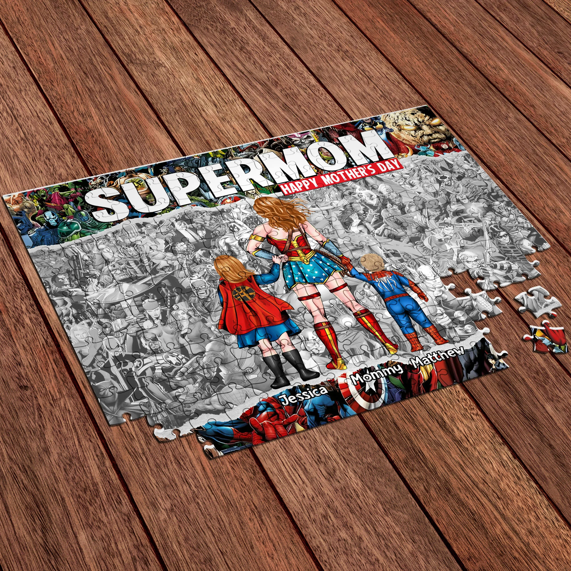 MRVL SuperMom With Kids - Personalized Puzzle - Gift For Mom - Image 8