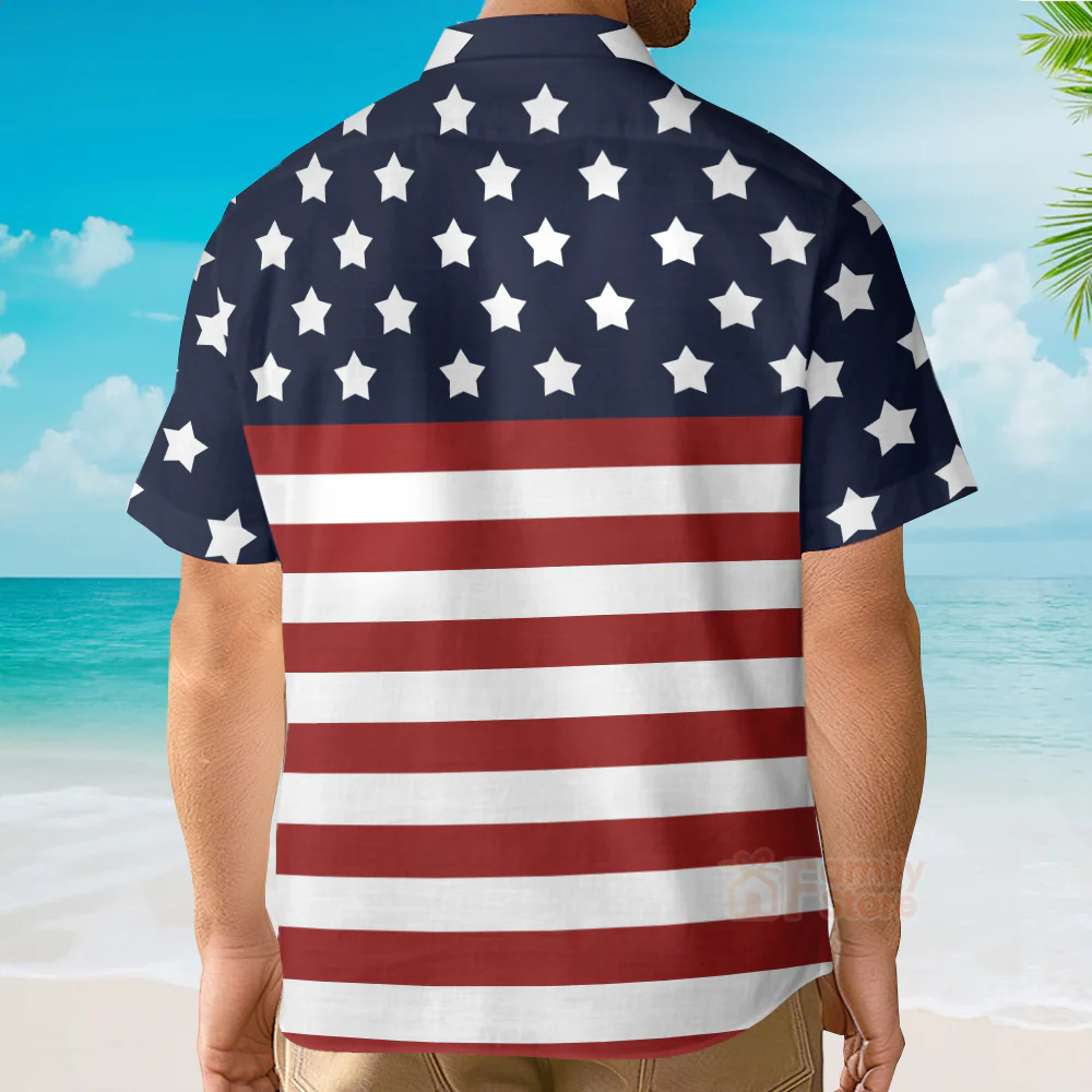 Funny 4th of July Hawaiian Shirt Muscle Flag - Men's Costume Hawaiian Shirt - Image 4