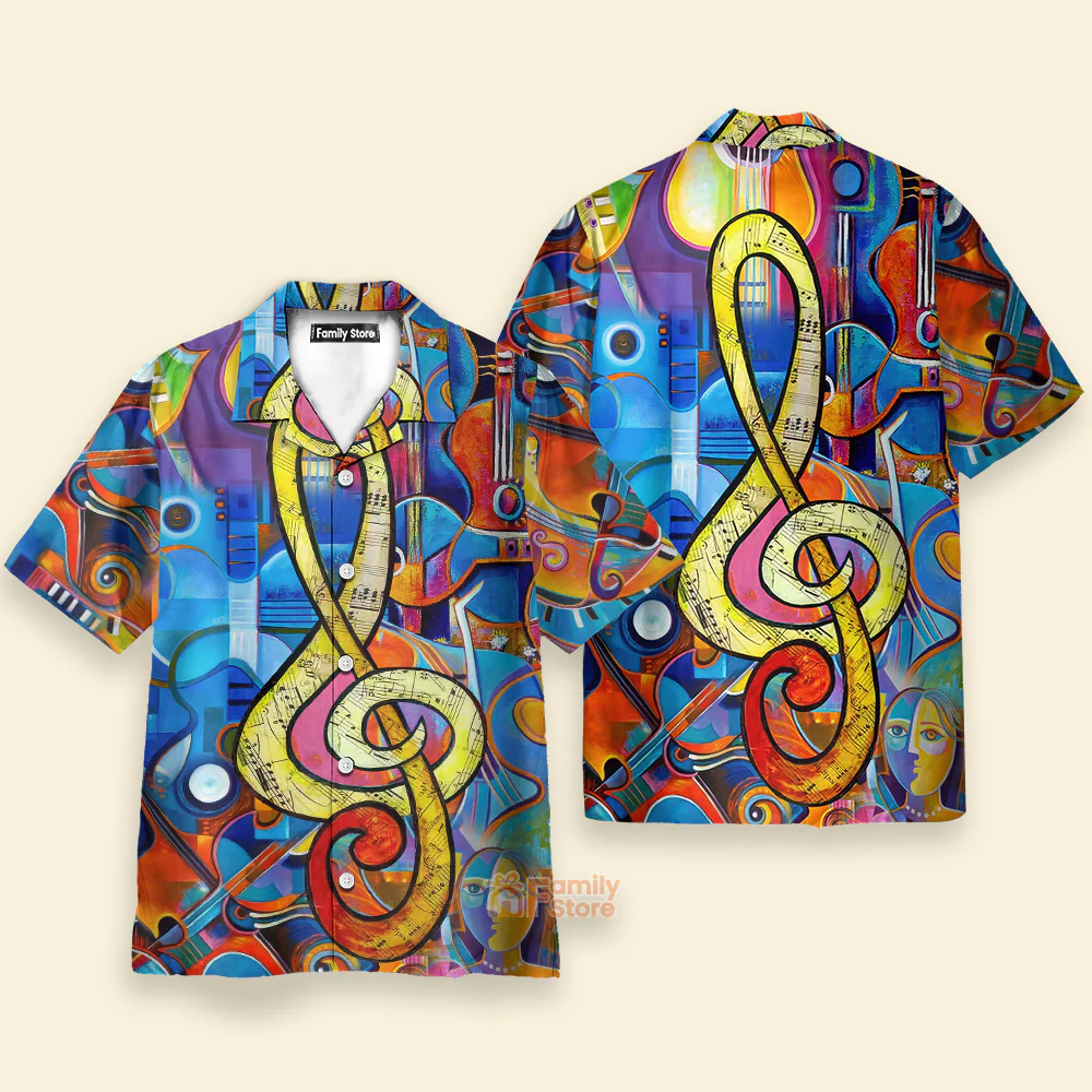 Music Note Guitar - Hawaiian Shirt - Image 2
