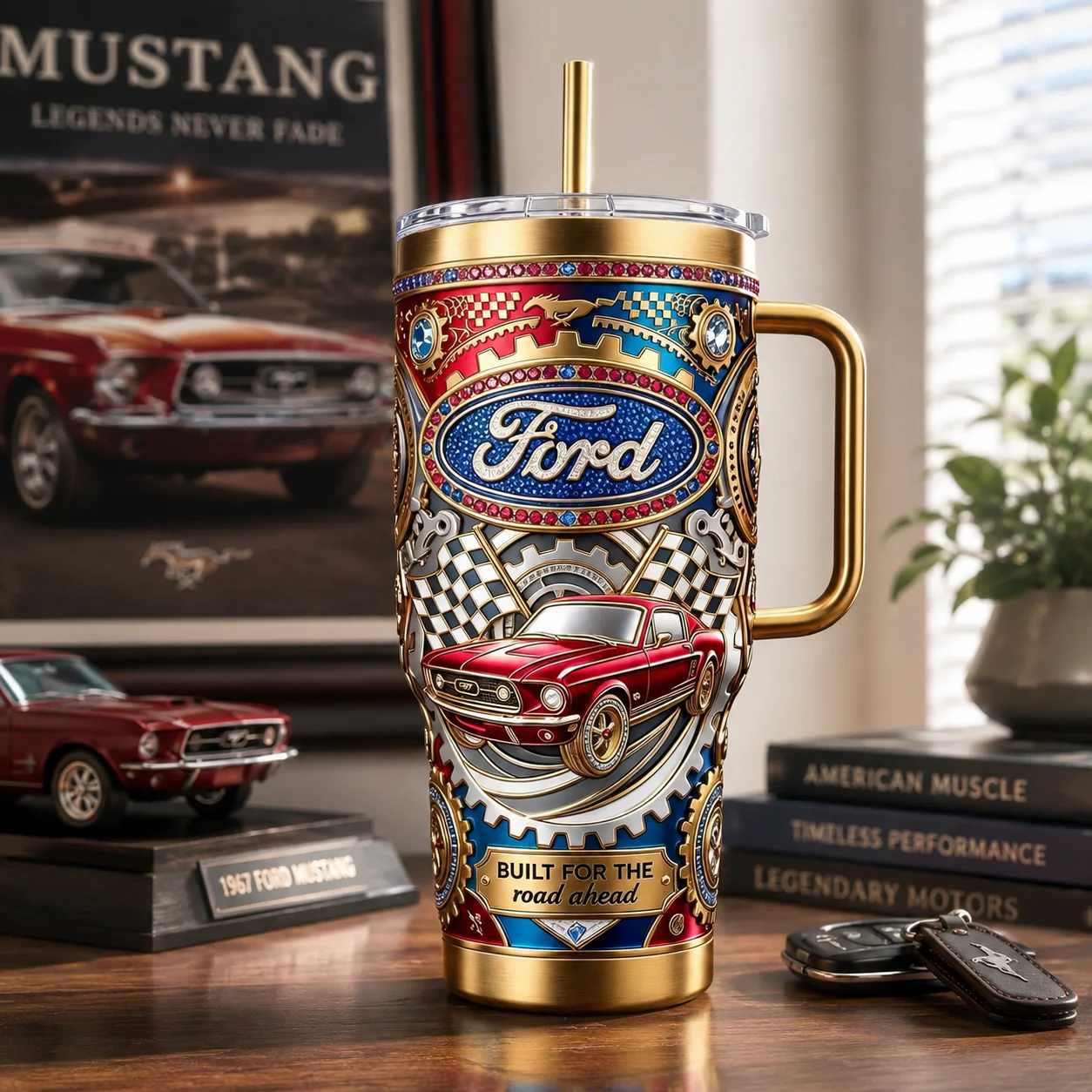 Road Trip & Racing Classic American Muscle Car - Personalized Tumbler - Gift For Dad, Grandpa - Image 3