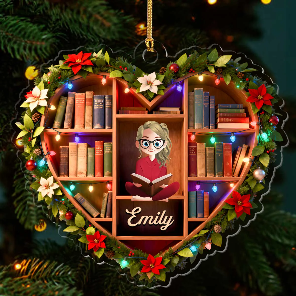 My Beloved Bookshelf - Personalized Acrylic Ornament - Christmas Gift For Book Lovers, Her | CLB2 HH01 - Image 3