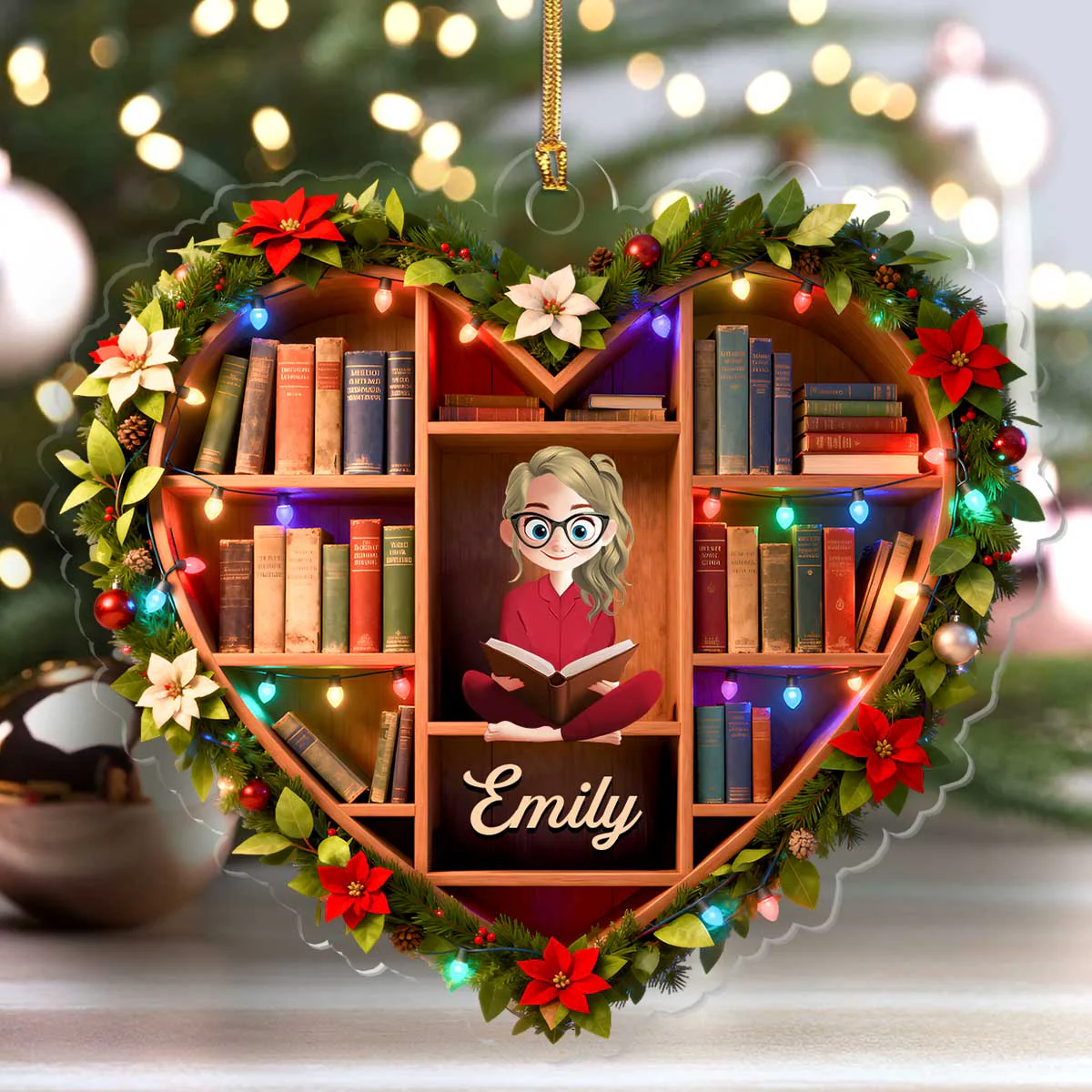 My Beloved Bookshelf - Personalized Acrylic Ornament - Christmas Gift For Book Lovers, Her | CLB2 HH01 - Image 4