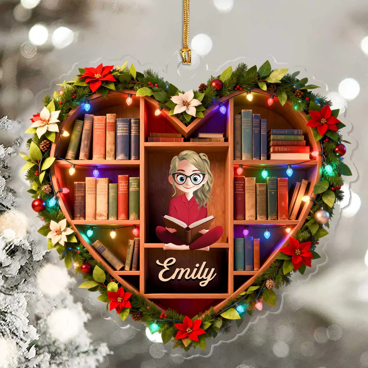 My Beloved Bookshelf - Personalized Acrylic Ornament - Christmas Gift For Book Lovers, Her | CLB2 HH01 - Image 5