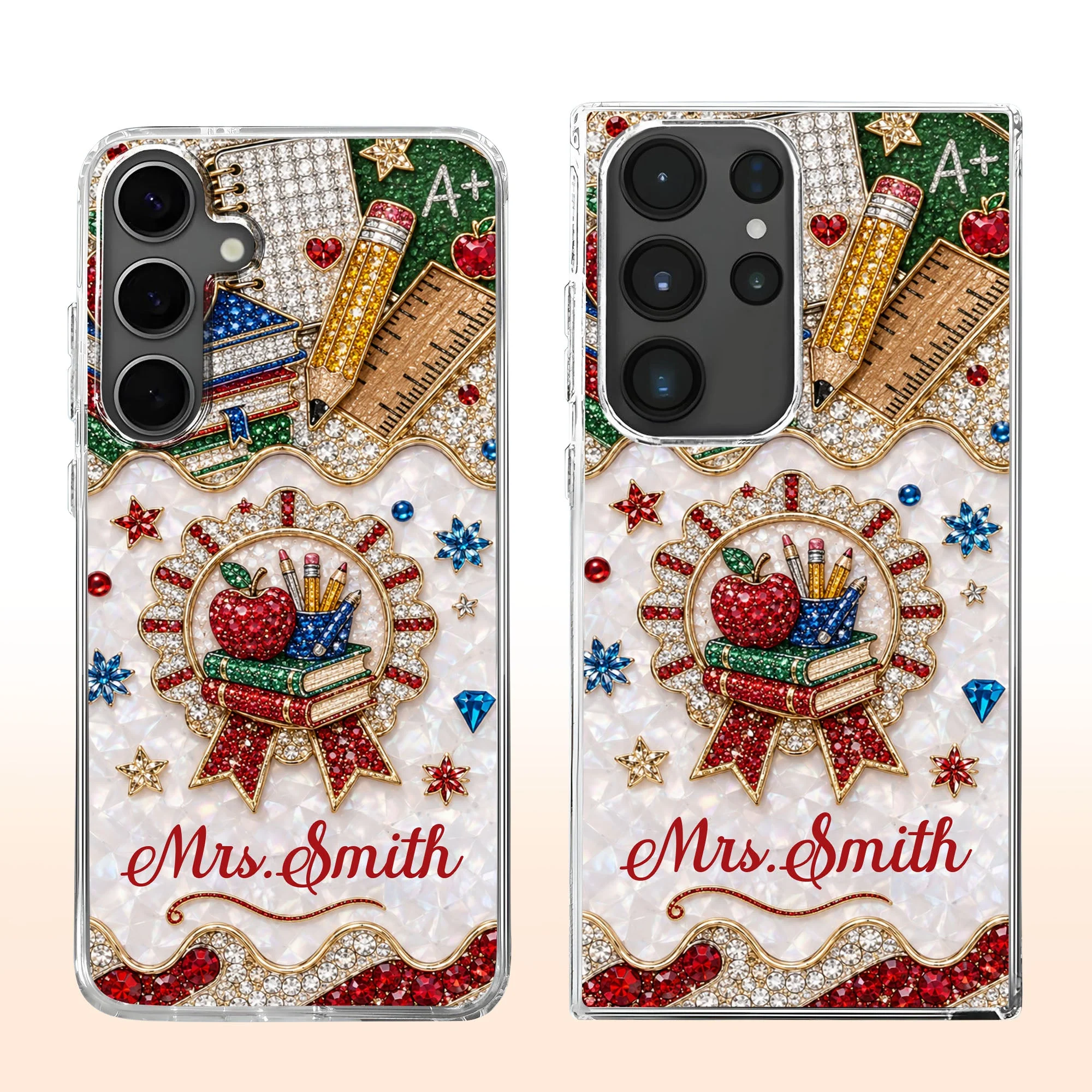 My Classroom 3D Rhinestone Apple And Books Stationery - Personalized Phone Case - Gifts For Teacher - Image 4