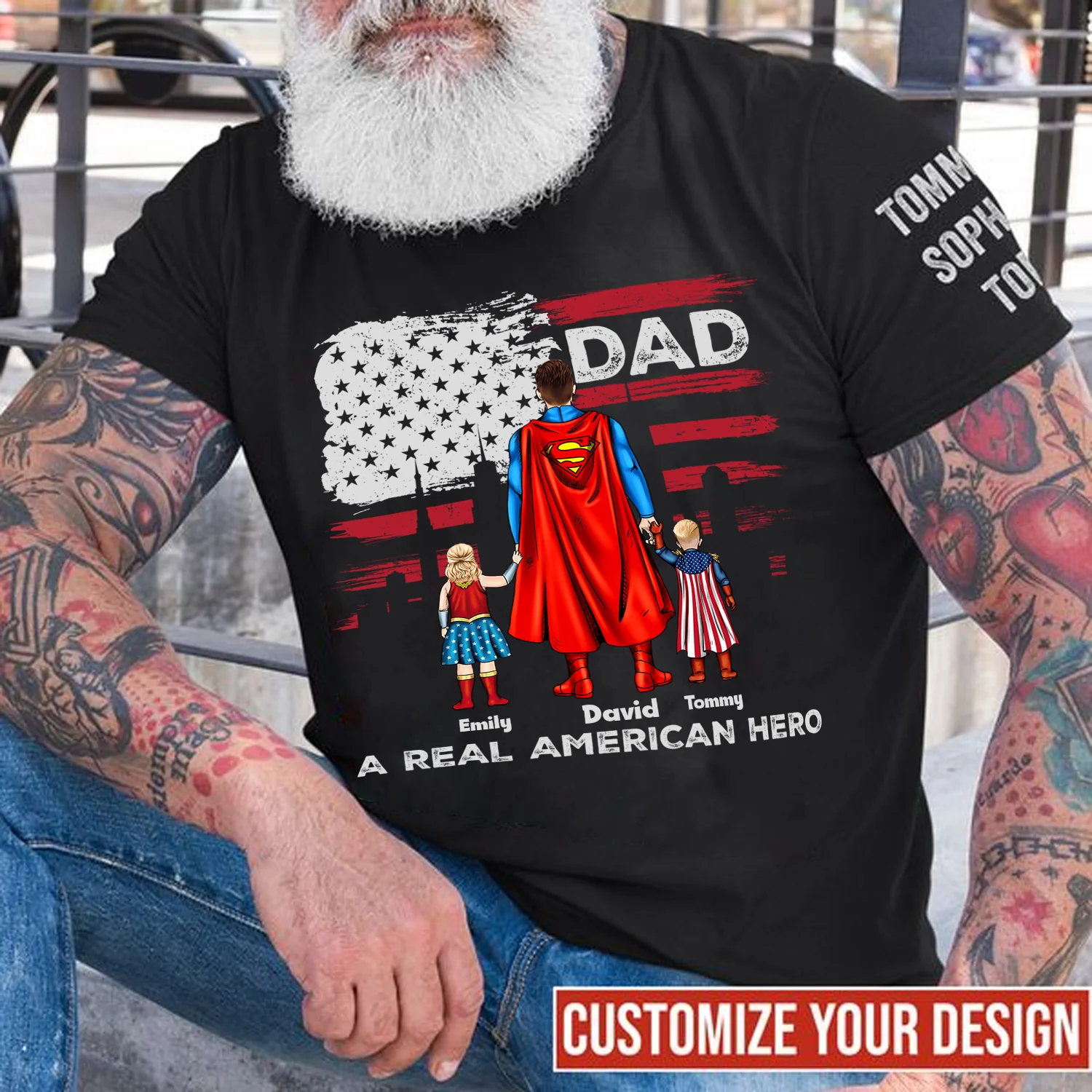My Dad A Real American Super Hero - Gift For Father's Day - Personalized TShirt - Image 2