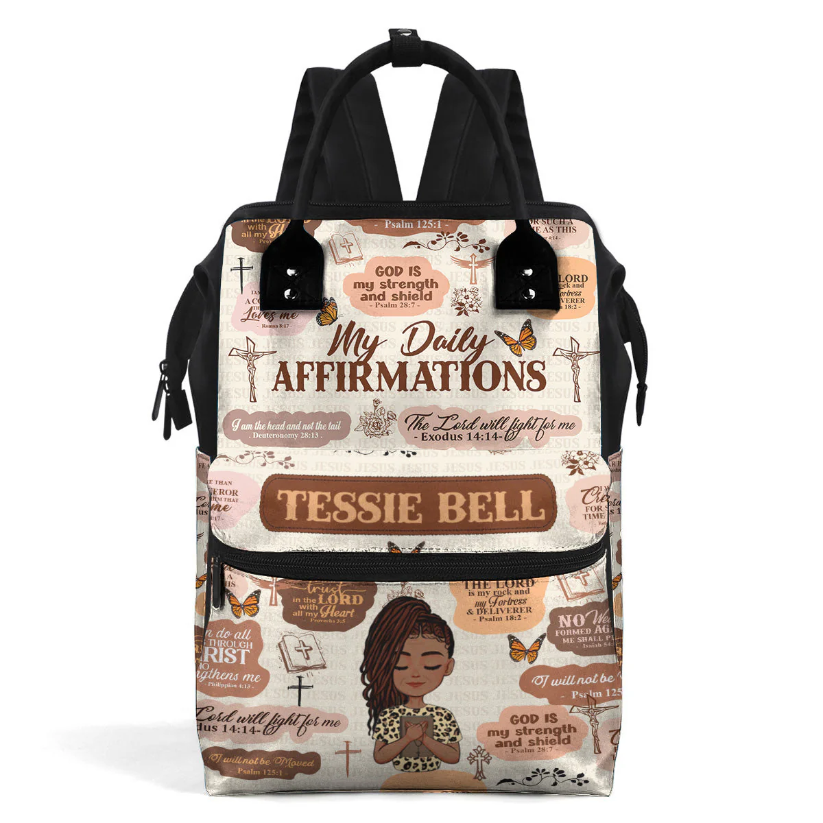 My Daily Affirmations With Bible Verses - Personalized Duckbilled Backpack - Christian Gift For Black Women | CLGOD05. God Girl HH01