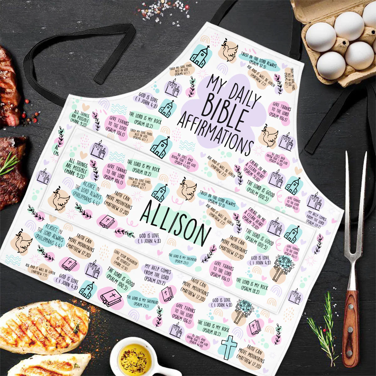 My Daily Bible Affirmations - Personalized Apron With Pocket - Christant Gift for Grandma - Image 2