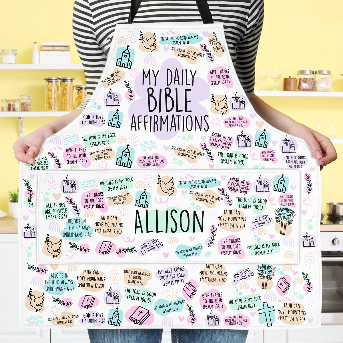 My Daily Bible Affirmations - Personalized Apron With Pocket - Christant Gift for Grandma - Image 3