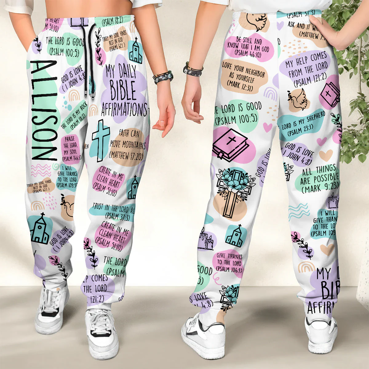 My Daily Bible Affirmations - Personalized Sweatpants TD118 - Image 2