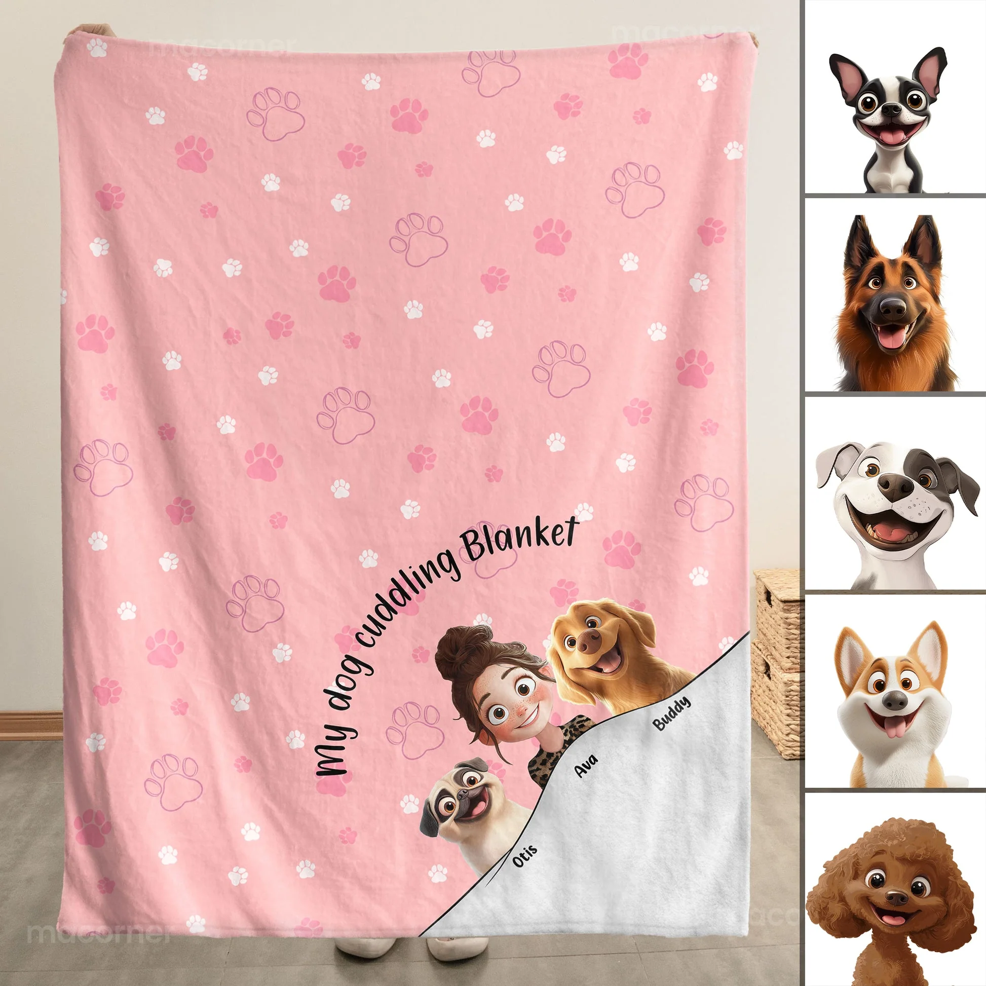 My Dog Cuddling Blanket Cartoon Dog - Personalized Blanket - Gift For Pet Lovers, Dog Lovers | CLP15 NA94 - Image 2