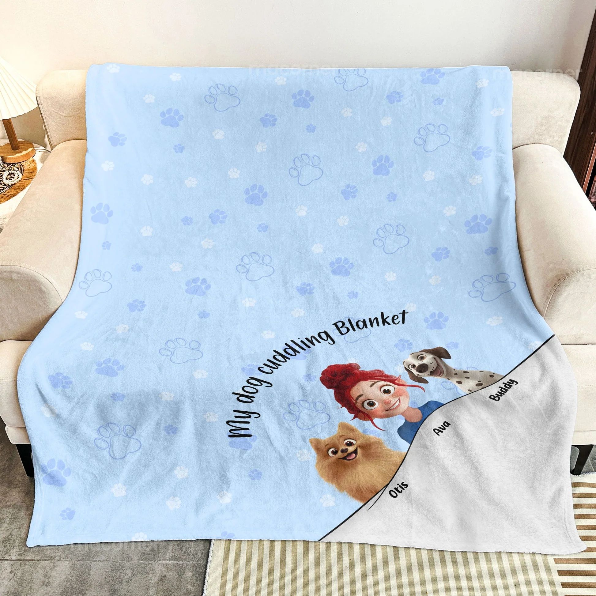 My Dog Cuddling Blanket Cartoon Dog - Personalized Blanket - Gift For Pet Lovers, Dog Lovers | CLP15 NA94 - Image 4