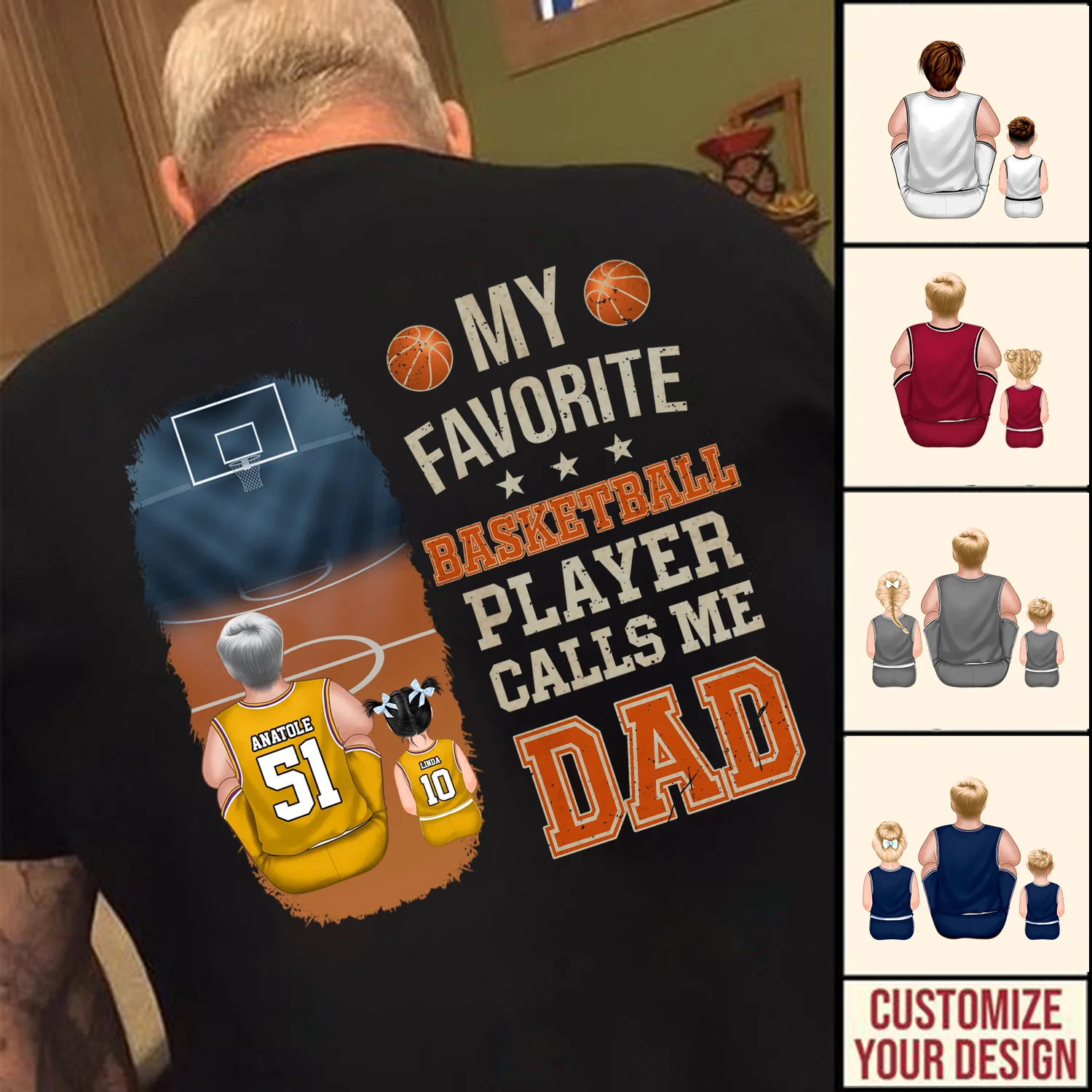 My Favorite Basketball Player Calls Me Dad - Gift For Dad, Children, Family - Personalized TShirt - SPCL03 NA94 - Image 2