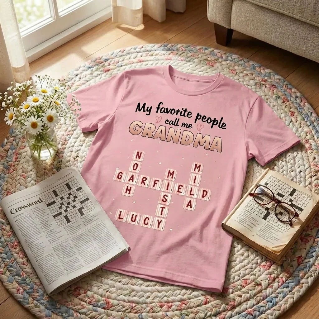 My Favorite People Call Me Grandma Crossword Puzzle Art - Personalized Shirt - Gift For Grandma HN02 - Image 2