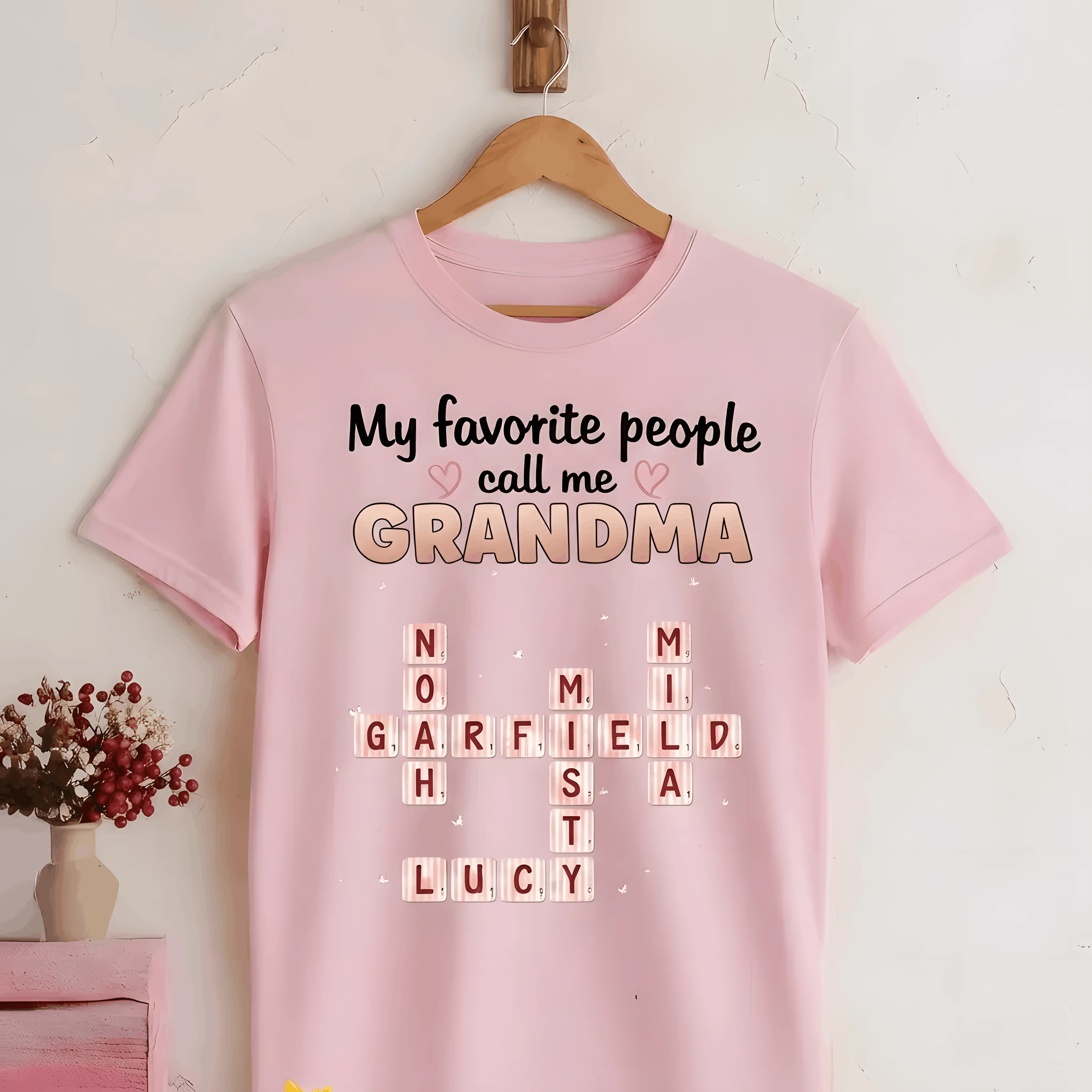My Favorite People Call Me Grandma Crossword Puzzle Art - Personalized Shirt - Gift For Grandma HN02 - Image 4