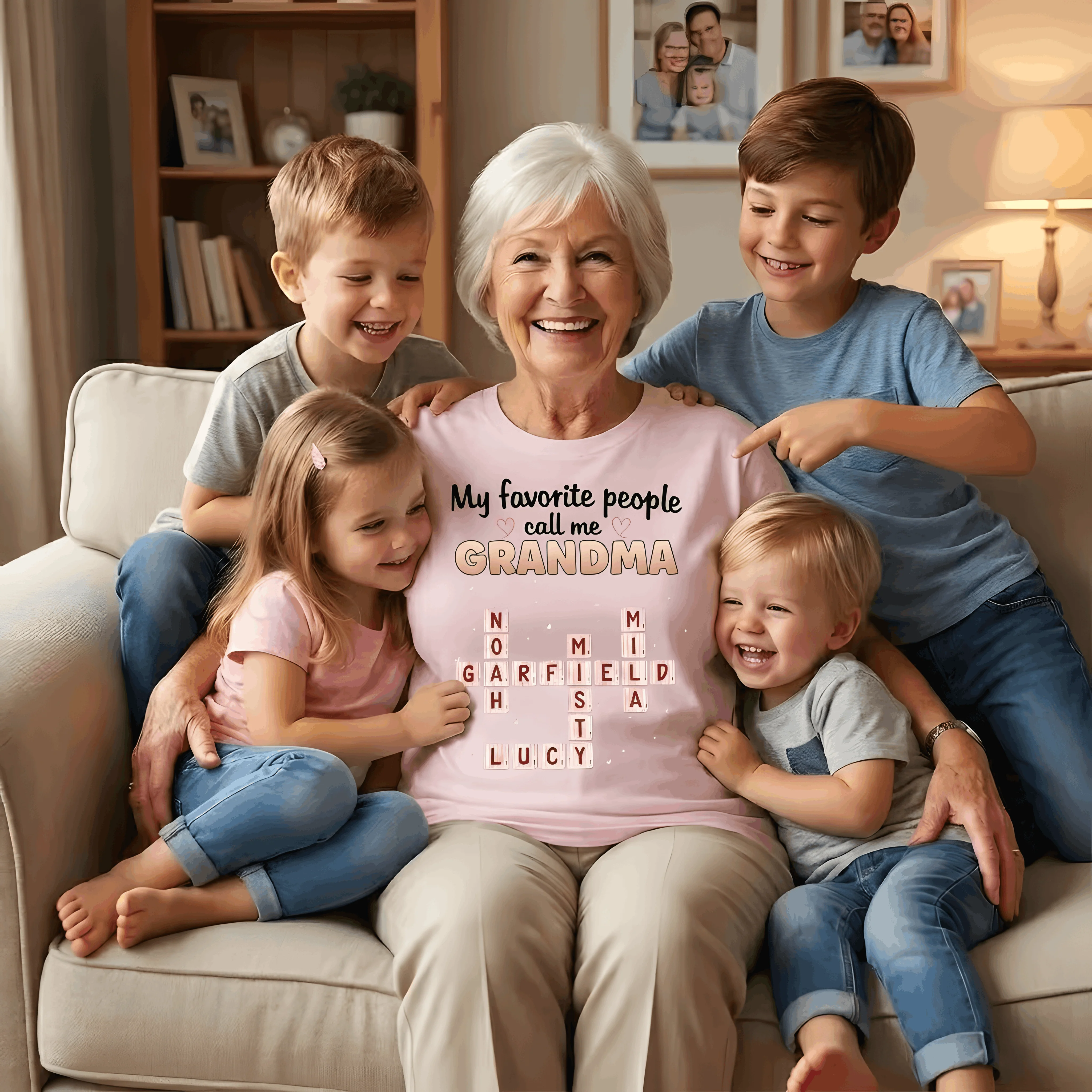 My Favorite People Call Me Grandma Crossword Puzzle Art - Personalized Shirt - Gift For Grandma HN02 - Image 5