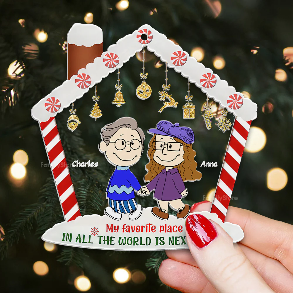My Favorite Place In All The World Is Next To You Peanut - Personalized Acrylic Ornament - Gift For Couple, Husband Wife CL43 NH96 - Image 2