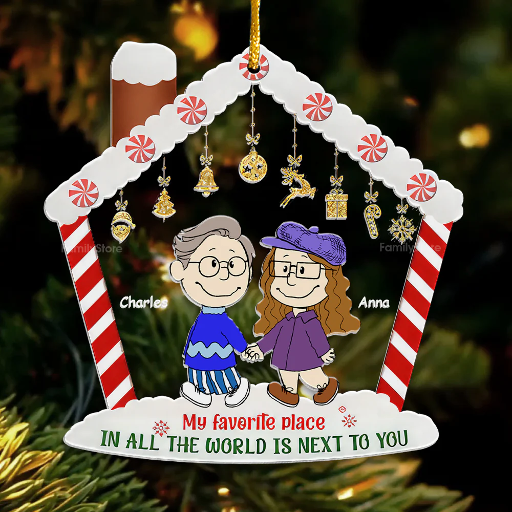 My Favorite Place In All The World Is Next To You Peanut - Personalized Acrylic Ornament - Gift For Couple, Husband Wife CL43 NH96 - Image 4