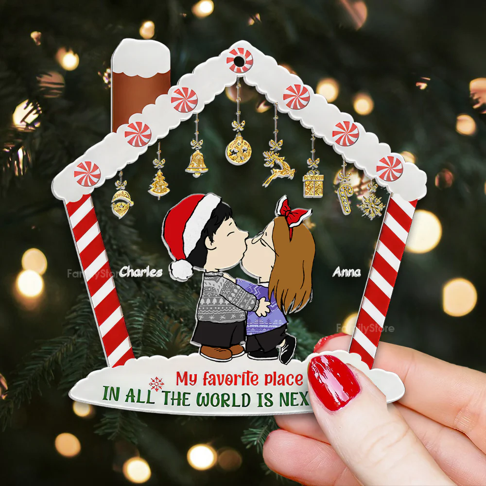 My Favorite Place In All The World Is Next To You Peanut - Personalized Acrylic Ornament - Gift For Couple, Husband Wife CL45 NH96 - Image 2