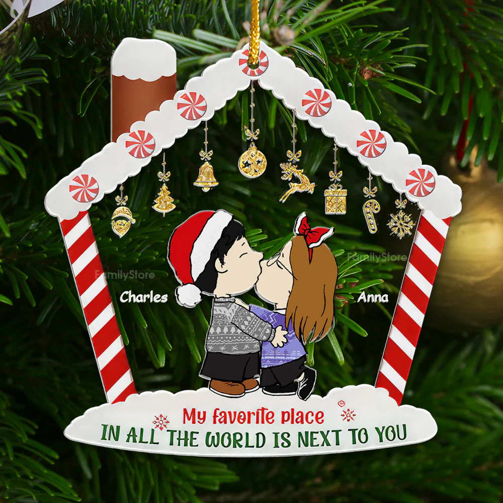 My Favorite Place In All The World Is Next To You Peanut - Personalized Acrylic Ornament - Gift For Couple, Husband Wife CL45 NH96 - Image 3