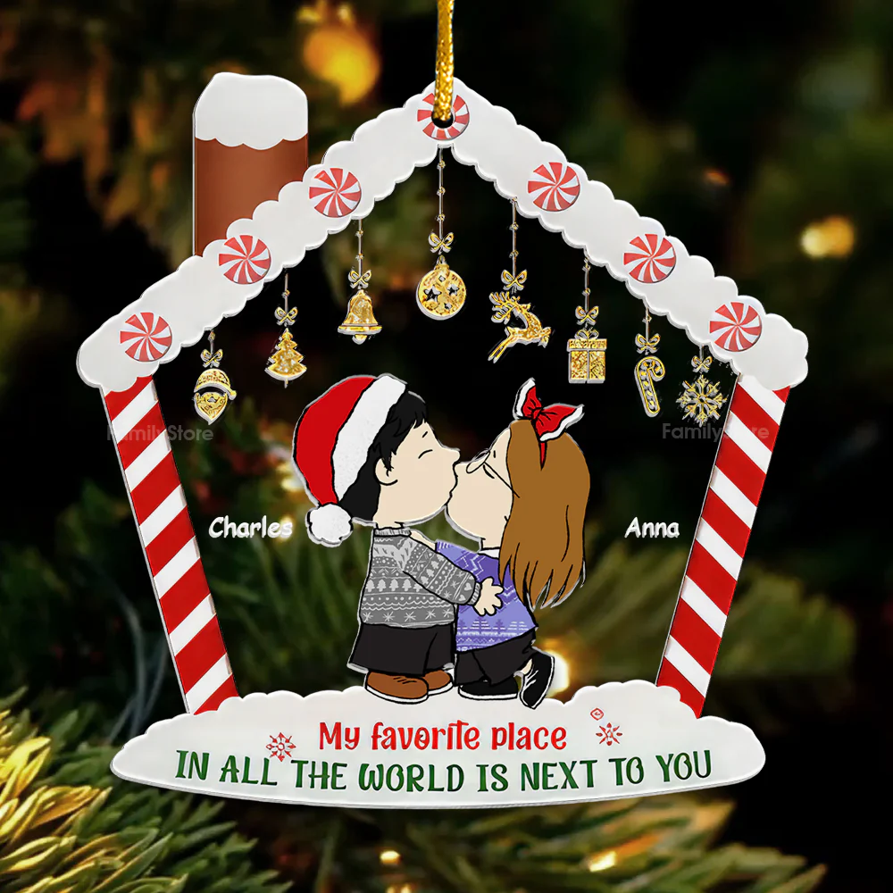 My Favorite Place In All The World Is Next To You Peanut - Personalized Acrylic Ornament - Gift For Couple, Husband Wife CL45 NH96 - Image 4