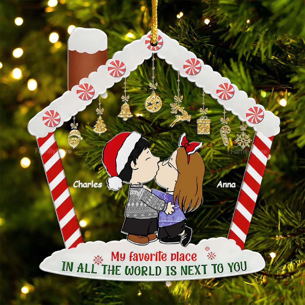 My Favorite Place In All The World Is Next To You Peanut - Personalized Acrylic Ornament - Gift For Couple, Husband Wife CL45 NH96 - Image 5
