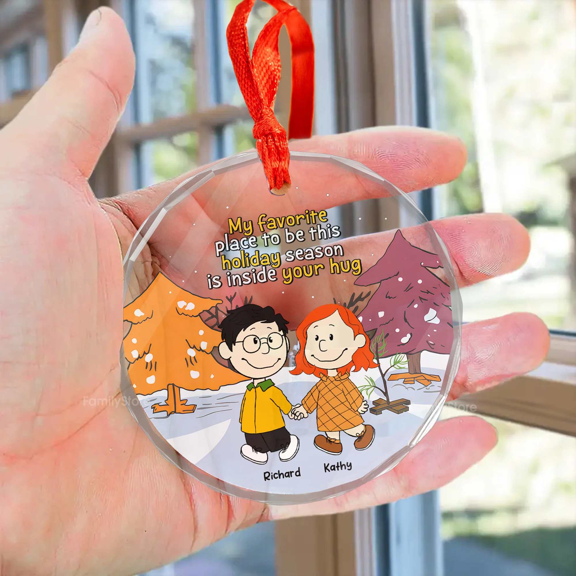 My Favorite Place To Be This Holiday Season Is Inside Your Hug - Personalized Glass Ornament - Gift For Couple, Husband Wife - CL43 NH96 - Image 3