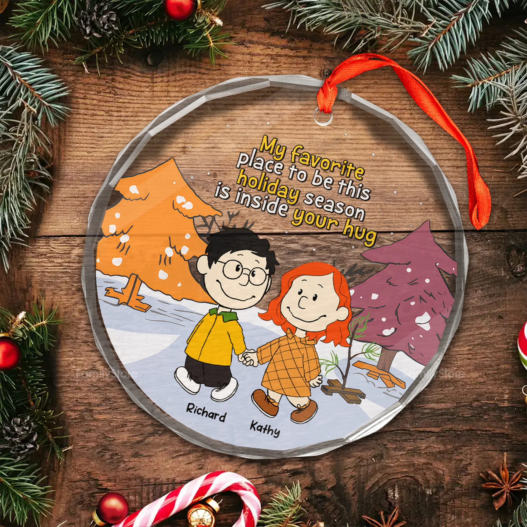 My Favorite Place To Be This Holiday Season Is Inside Your Hug - Personalized Glass Ornament - Gift For Couple, Husband Wife - CL43 NH96 - Image 4