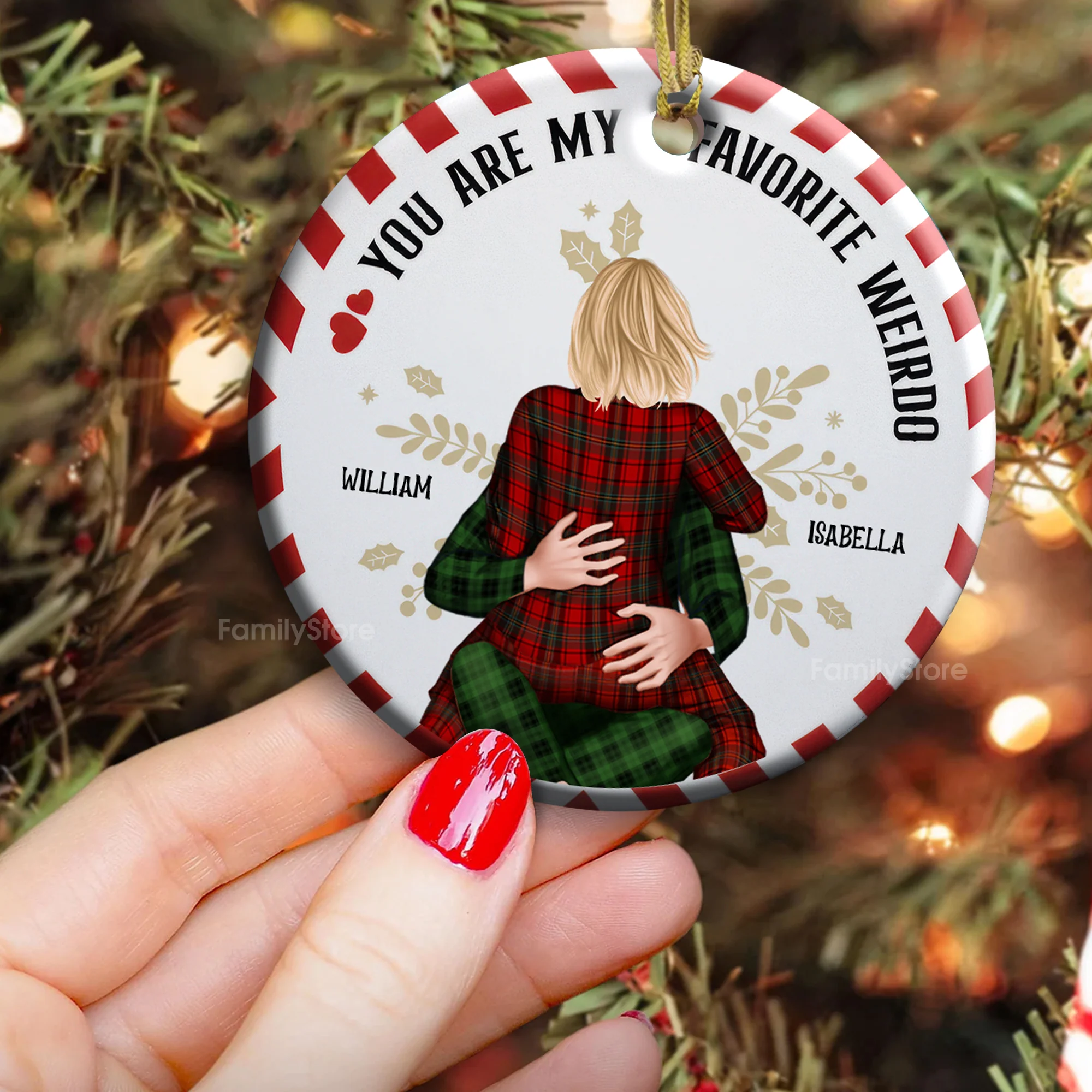 My Favorite Weirdo - Gift for Couples - Personalized Ceramic Ornament - CL28 NH96 - Image 3