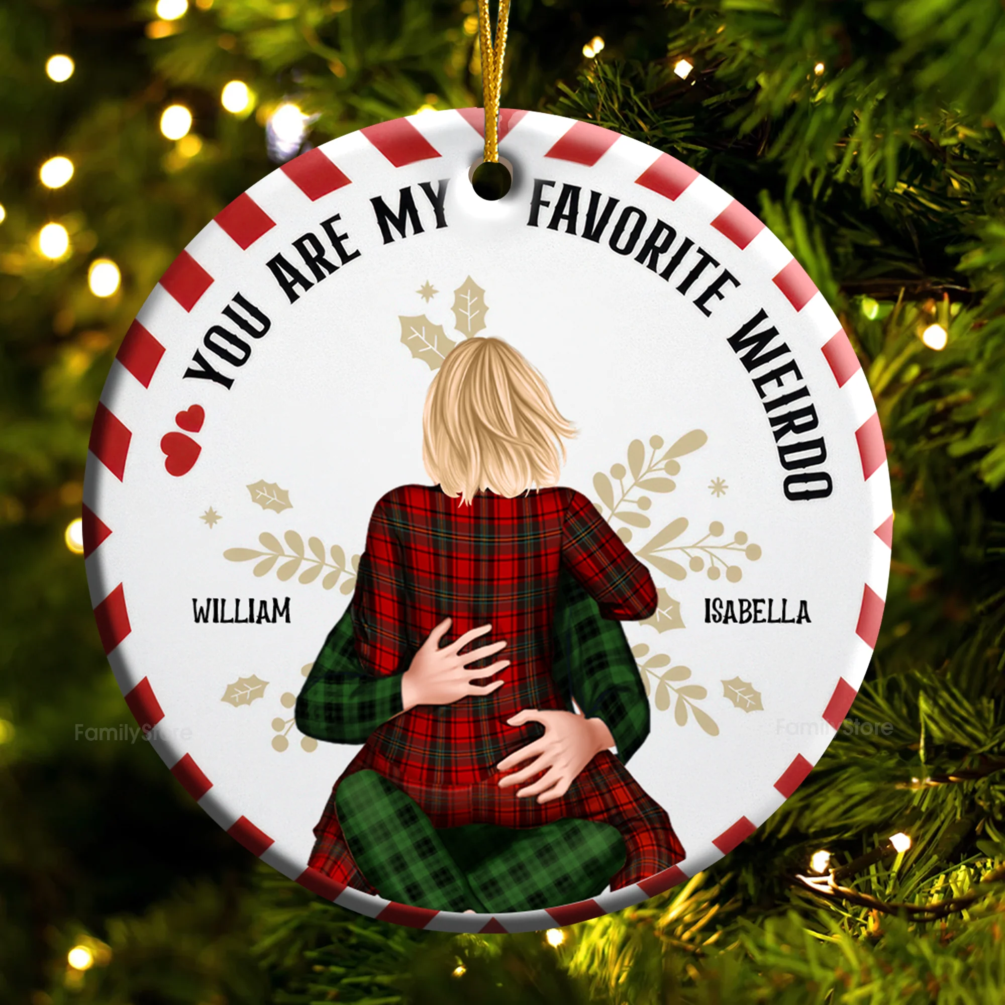 My Favorite Weirdo - Gift for Couples - Personalized Ceramic Ornament - CL28 NH96 - Image 4