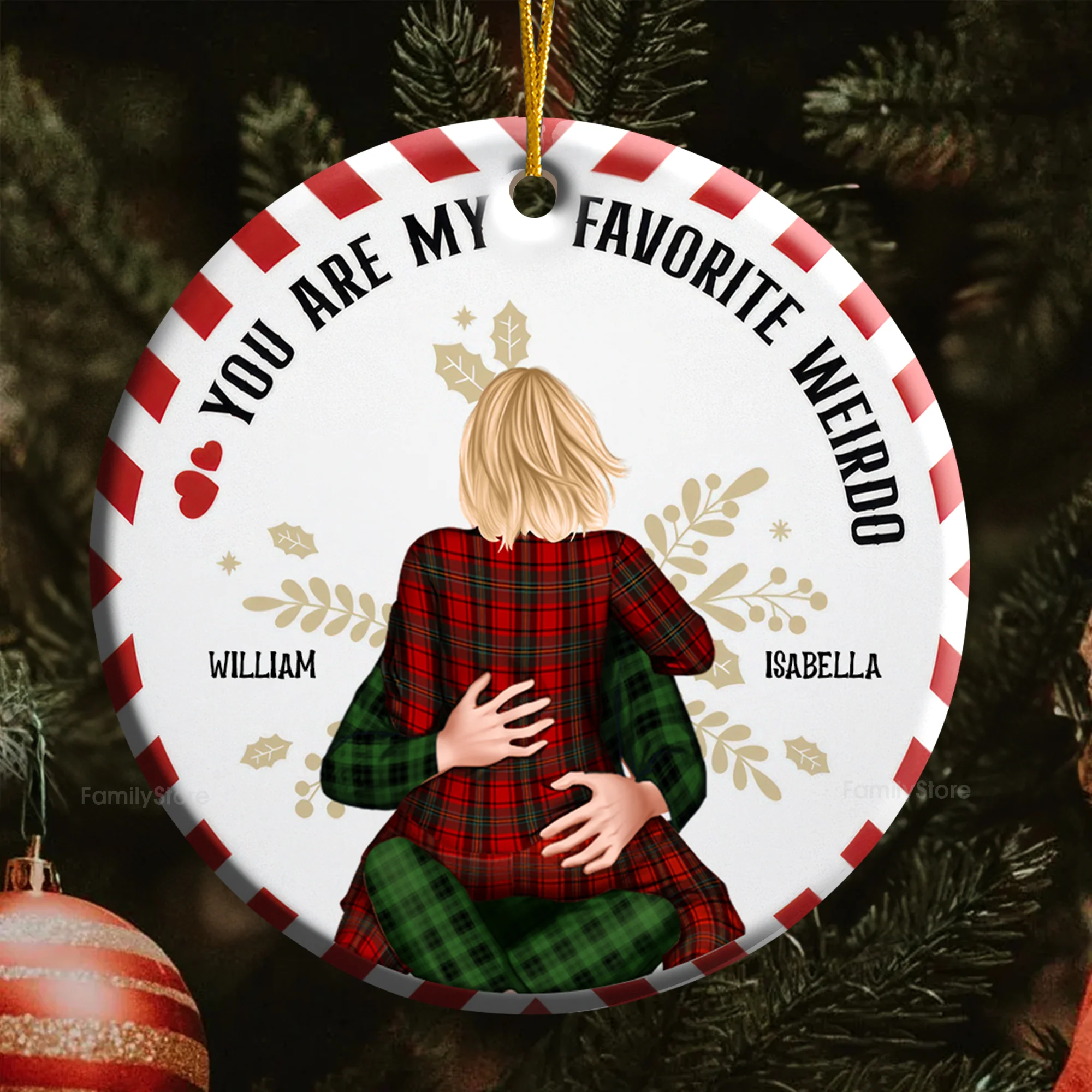My Favorite Weirdo - Gift for Couples - Personalized Ceramic Ornament - CL28 NH96 - Image 5
