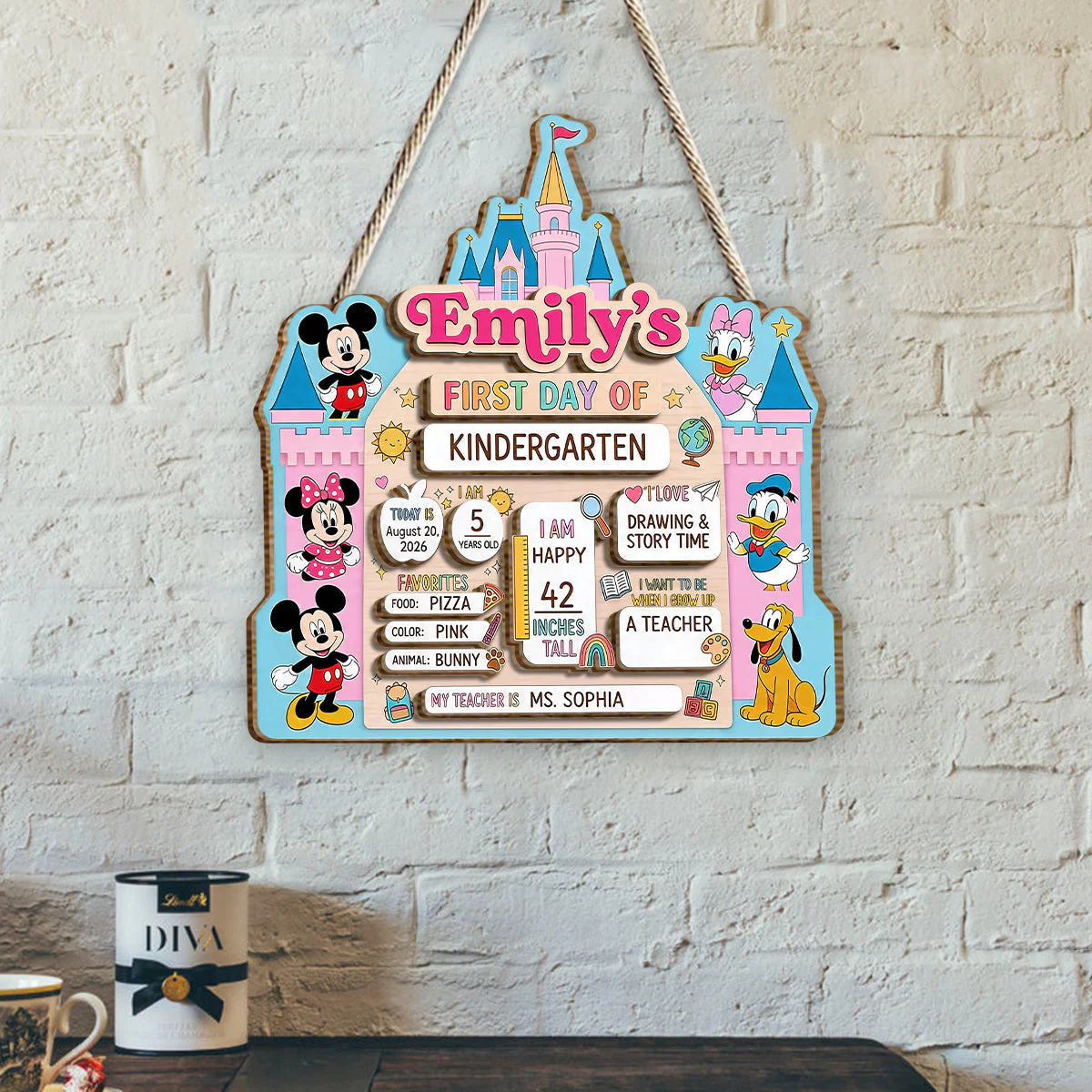 My First Day Of School - Personalized Custom Shaped Wood Sign - Gift For Kids - MkMo - Image 2