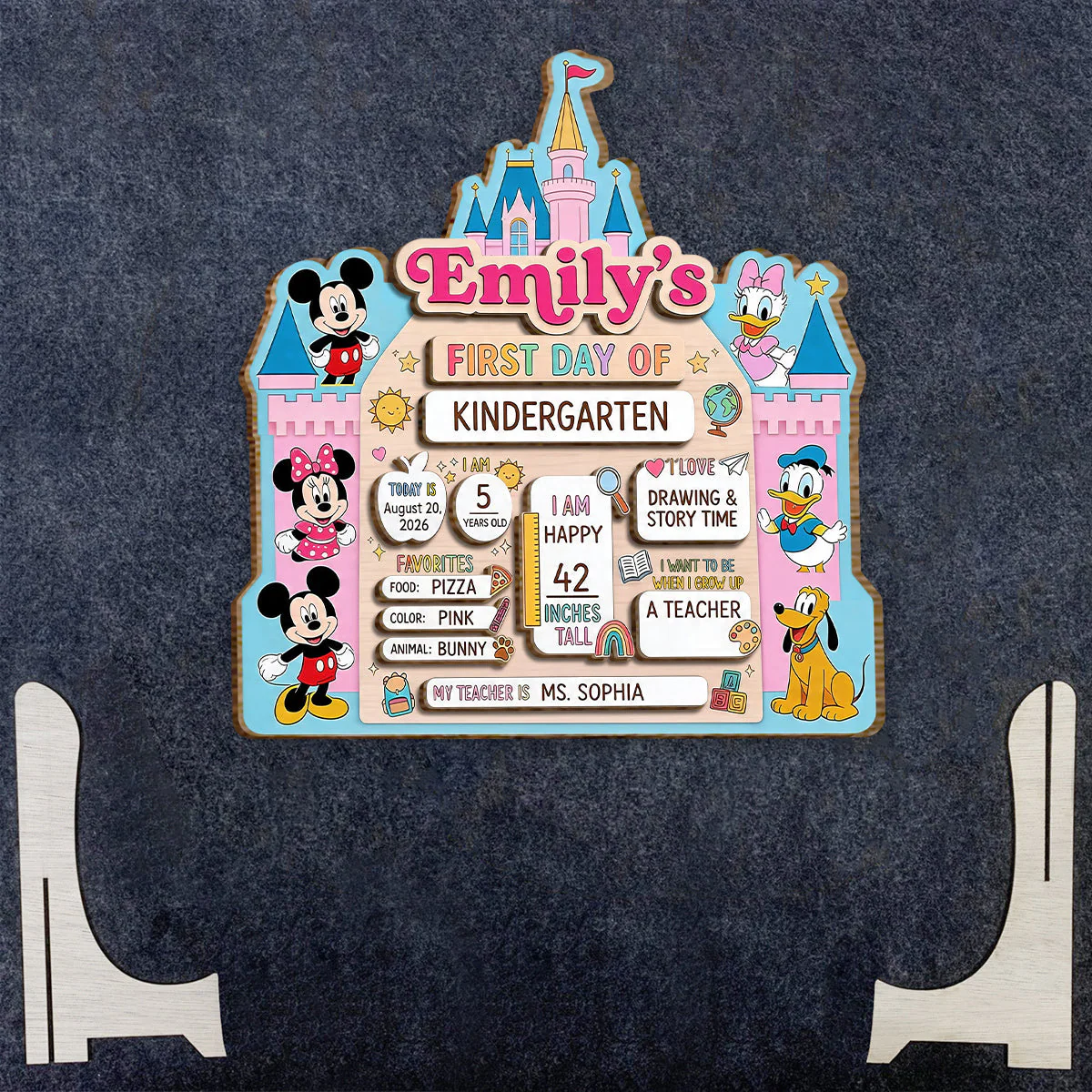 My First Day Of School - Personalized Custom Shaped Wood Sign - Gift For Kids - MkMo - Image 3