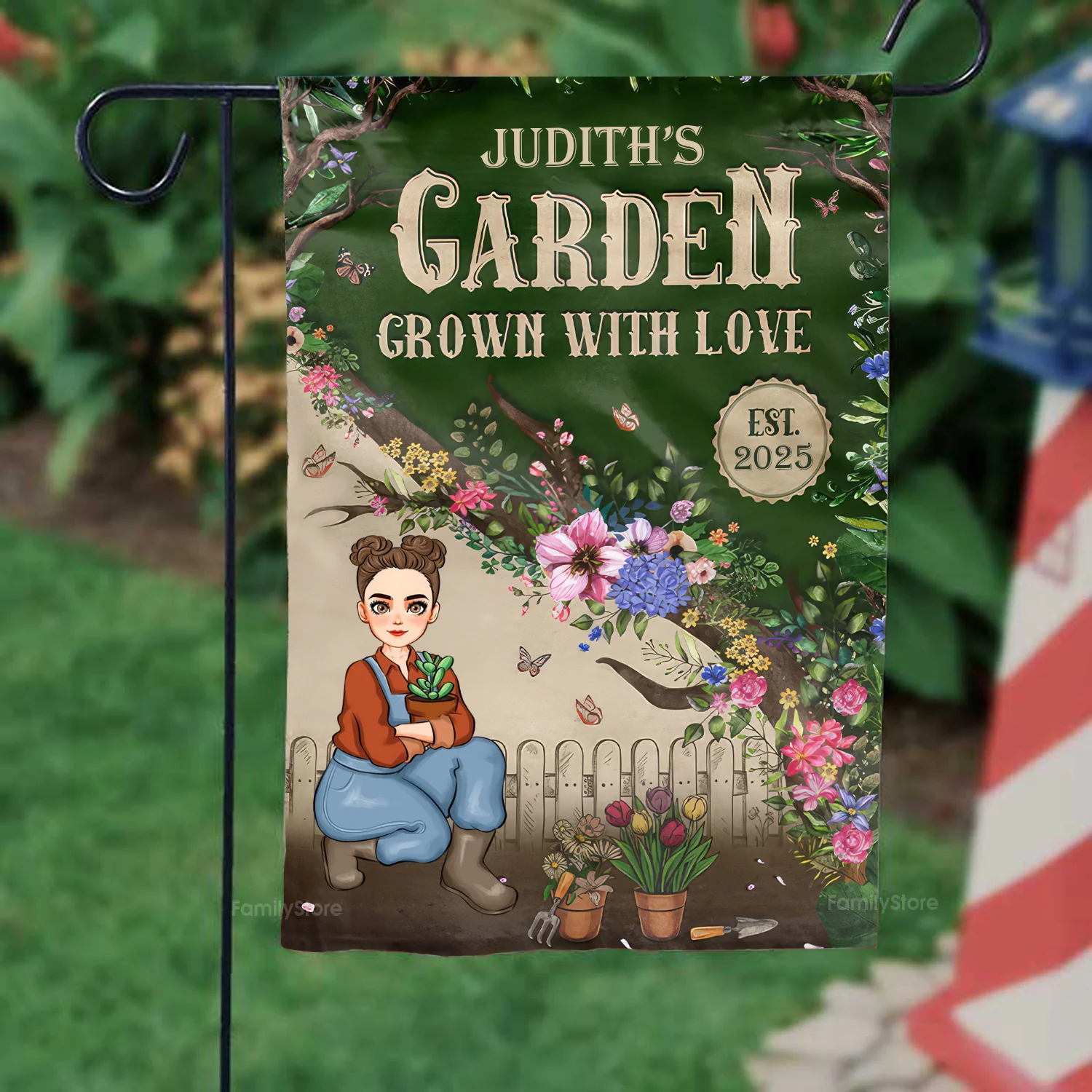 My Garden Grown With Love - Personalized Flag - Gift For Mom, Grandma, Mothers Day, Plant Lovers | GR17 NA94